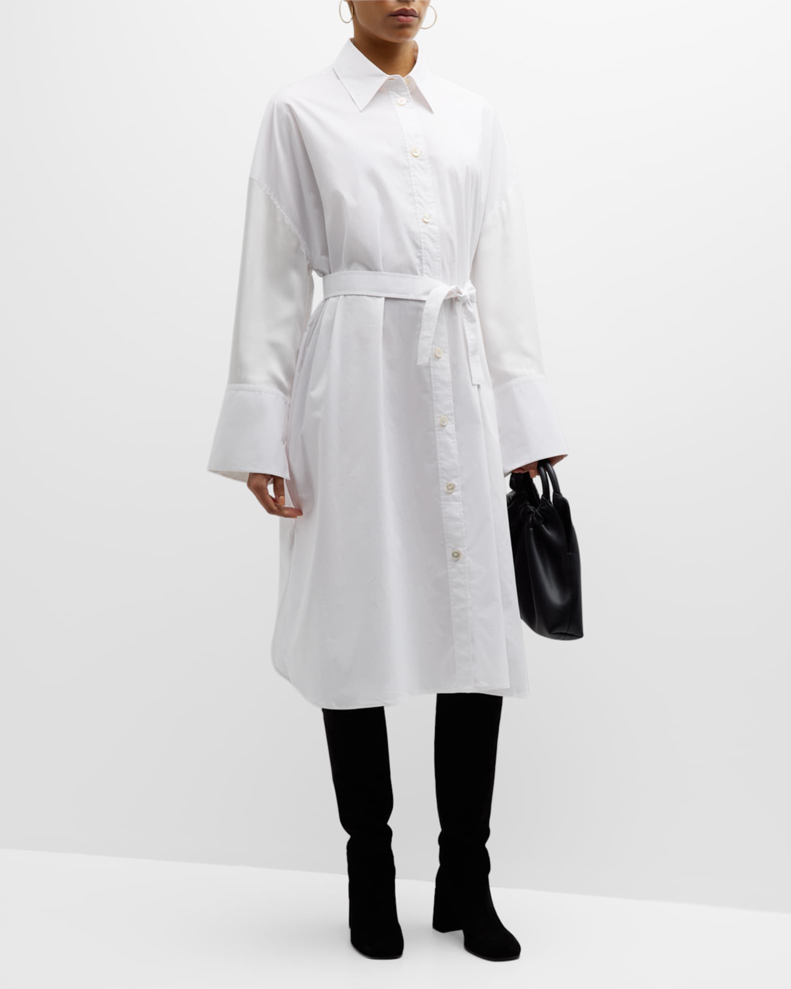 Joseph Darwin Belted Cotton Poplin Midi Shirtdress Neiman Marcus