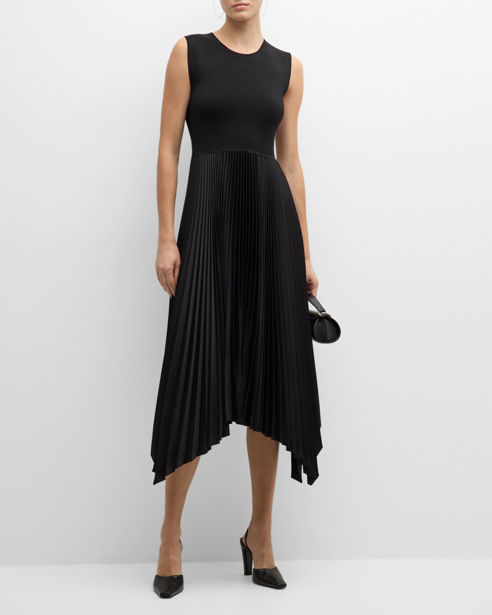 Joseph Sleeveless Pleated Handkerchief Midi Dress Neiman Marcus