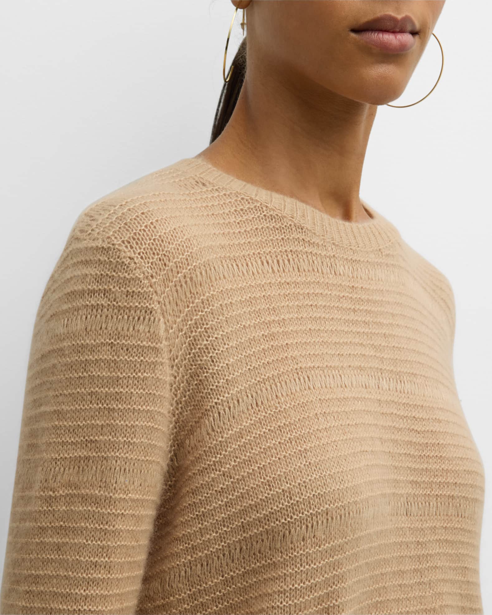 Autumn Cashmere Cashmere-Silk Ribbed Crewneck Sweater | Neiman Marcus