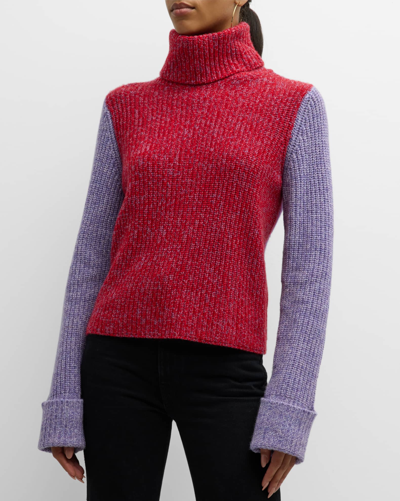 Jasmijn - Color-Blocked Knit Turtleneck Sweater main image 1