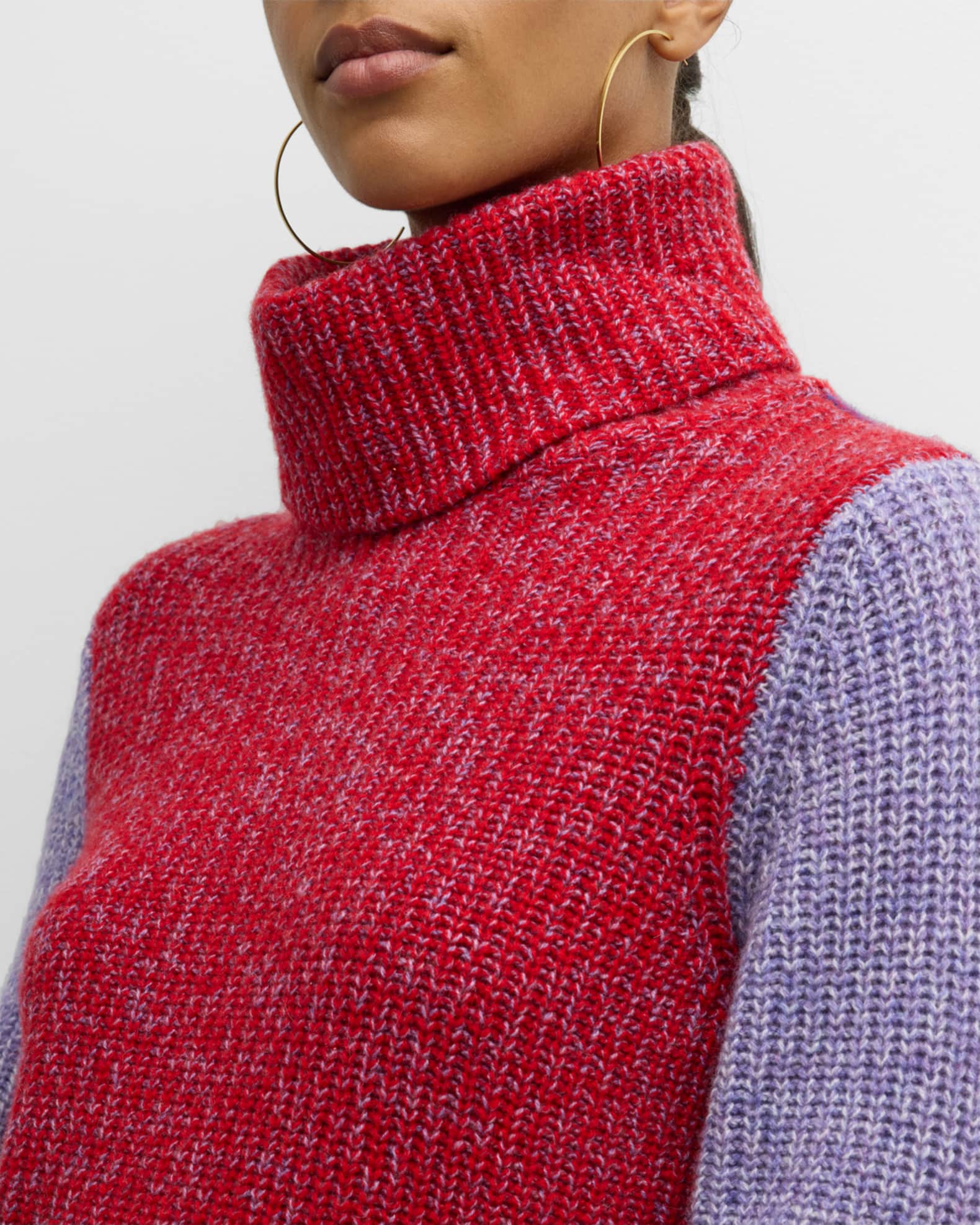 Women Autumn Artsy Fake Two Turtleneck Sweater