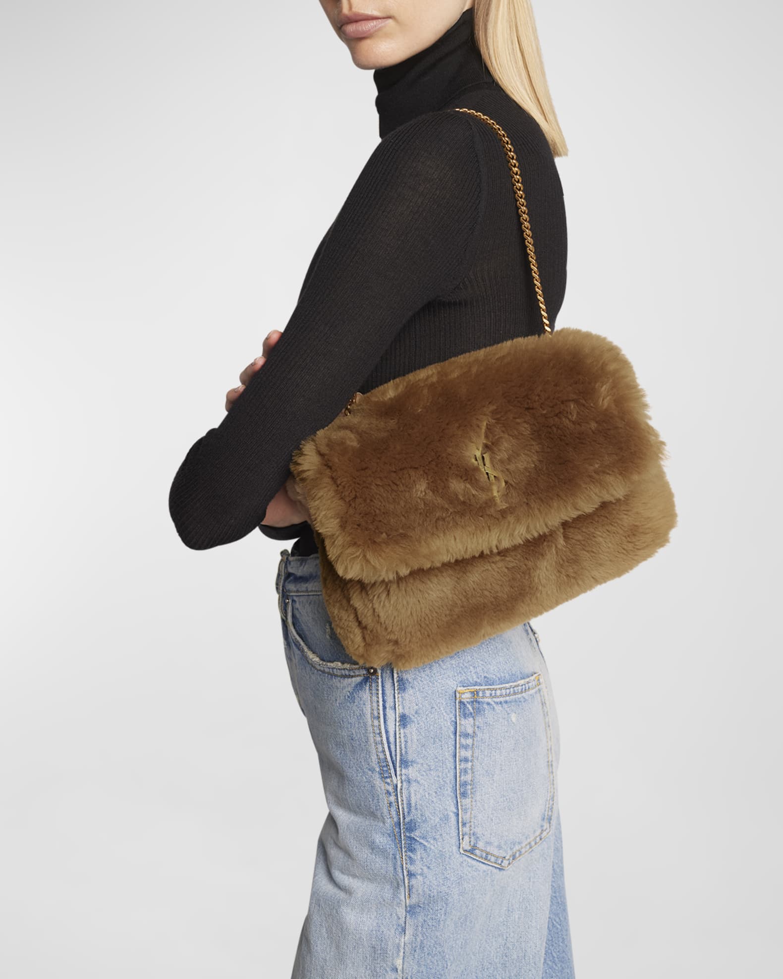 Shearling handbag hot sale