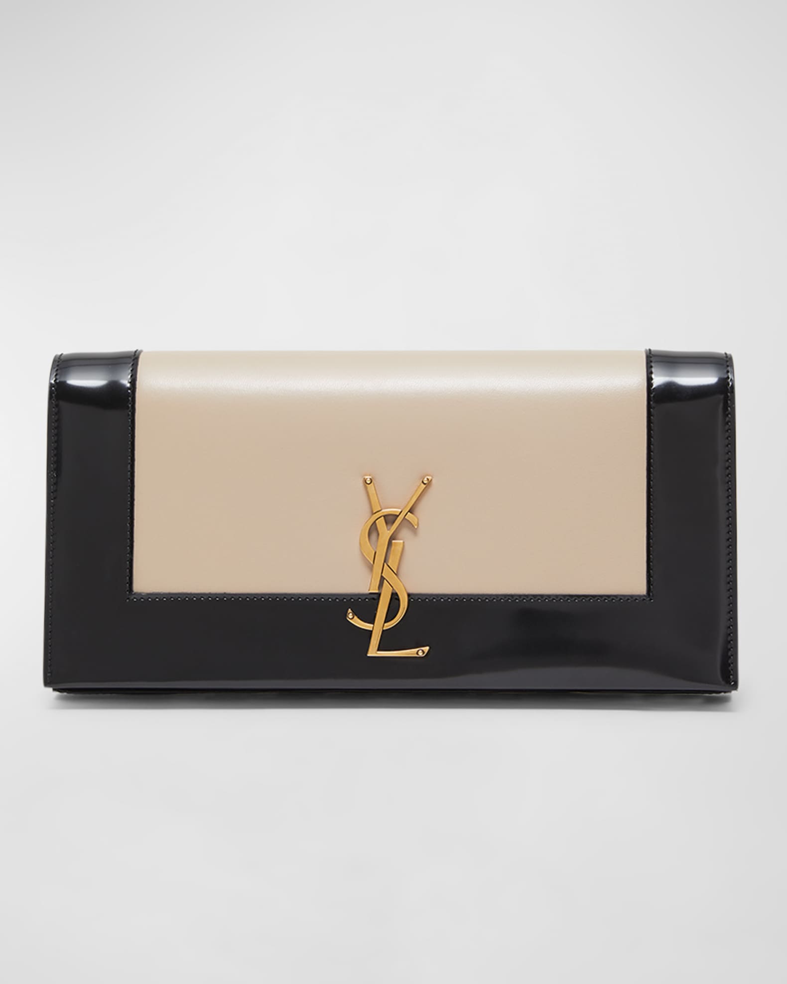 Ysl Saint Laurent slp Kate chain clutch bag in winkled leather