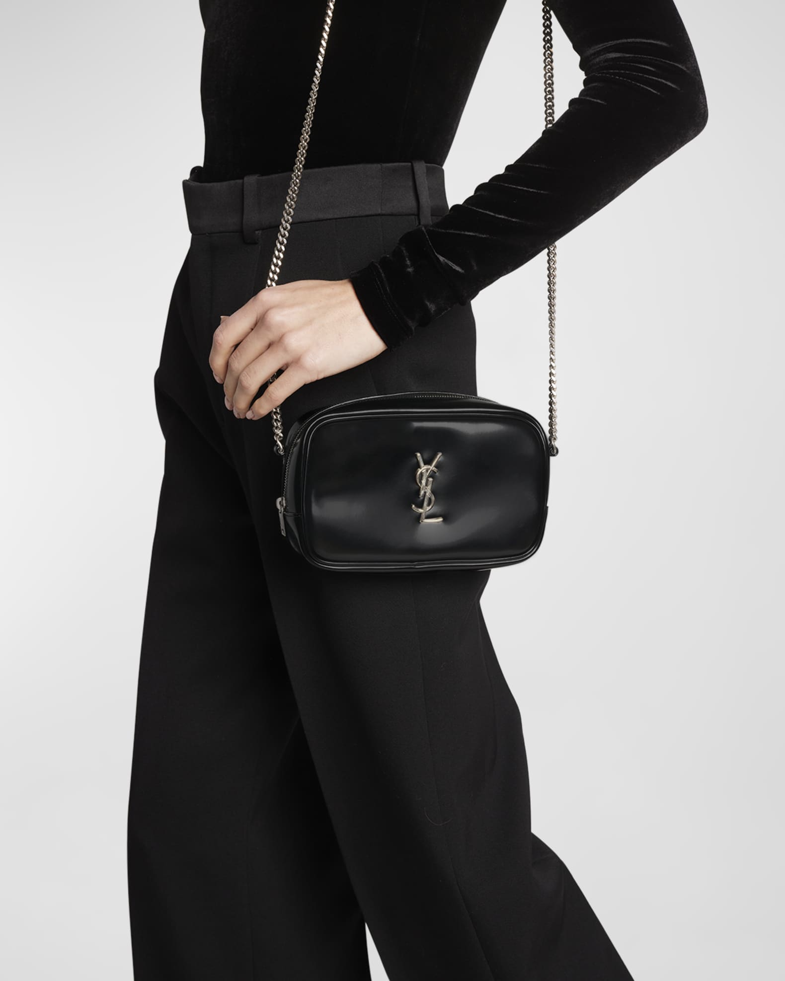 Saint Laurent Mini Lou Chain Bag in Black - ShopStyle