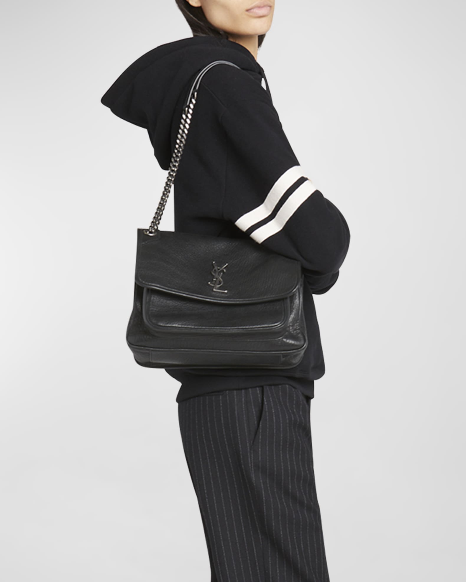 Saint Laurent Niki Medium Flap YSL Shoulder Bag in Leather