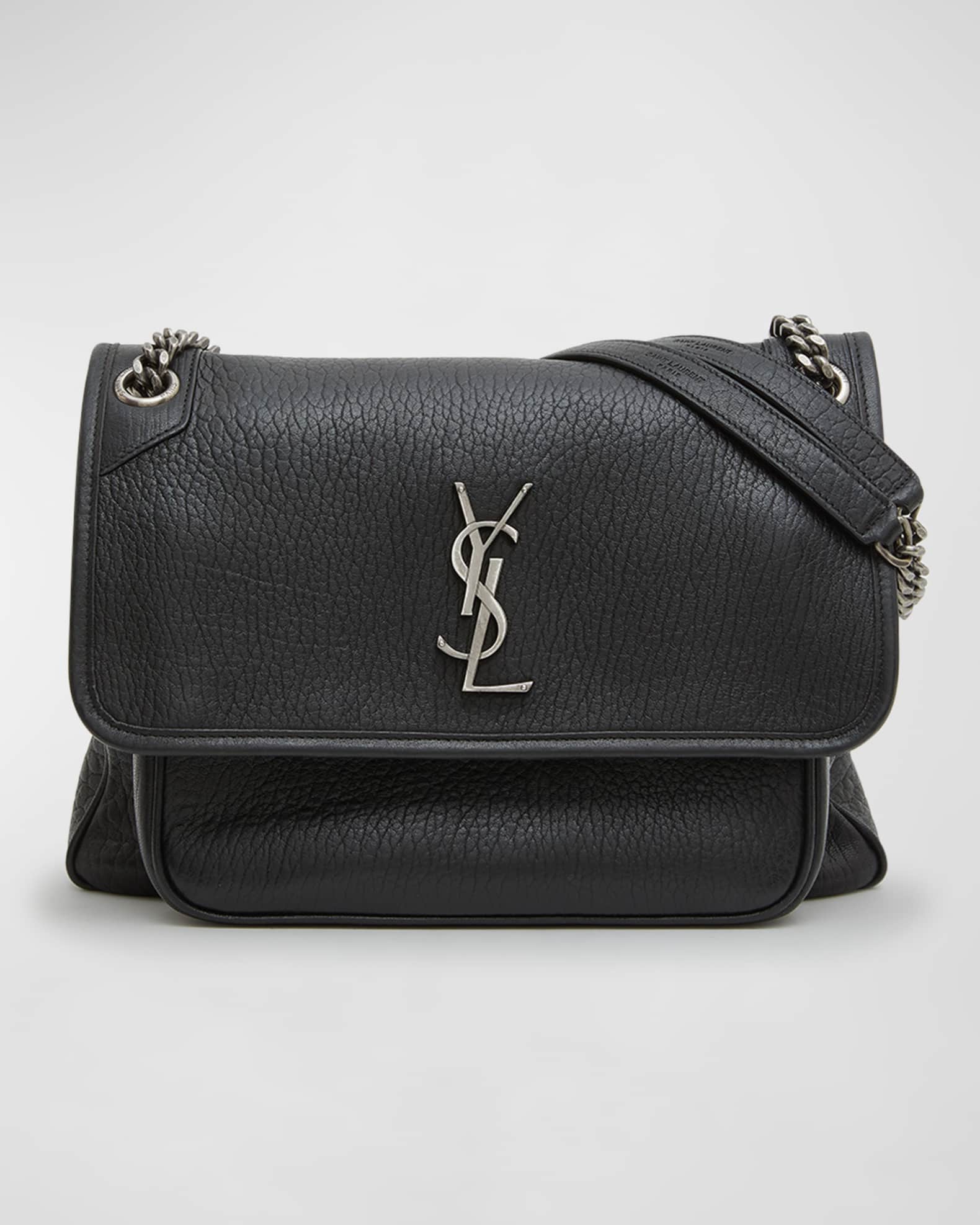 Saint Laurent Medium Niki Grained Leather Shoulder Bag Black
