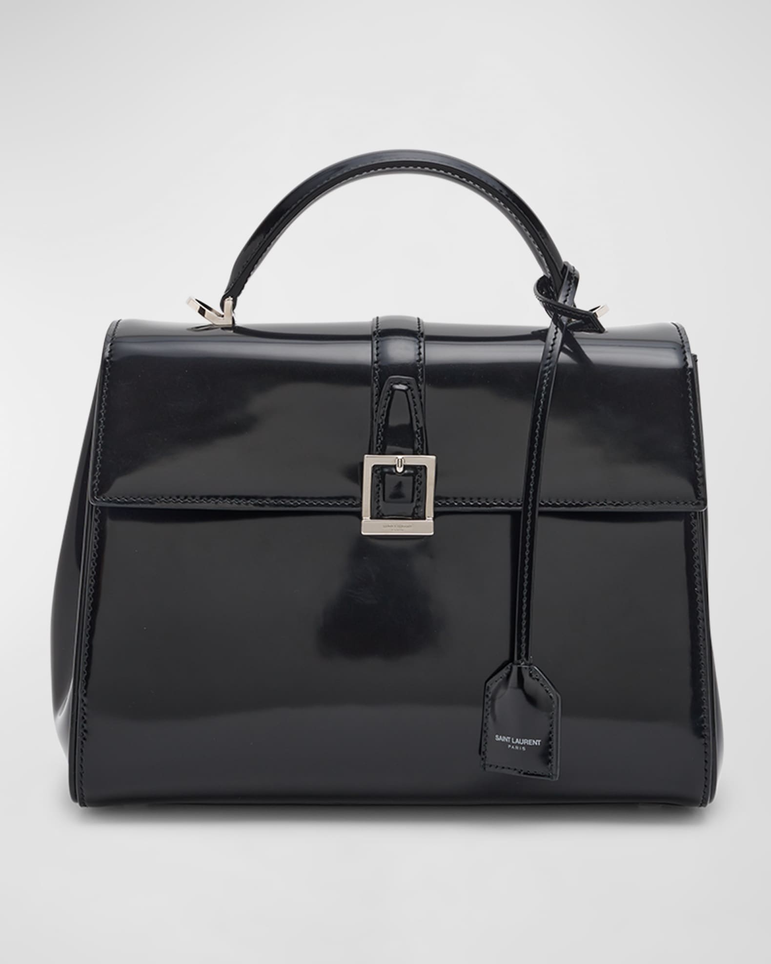 Saint Laurent Small Le Fermoir Calfskin Top Handle Bag