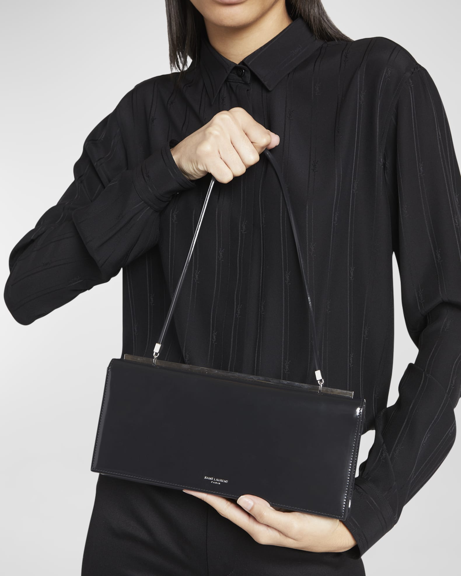 Saint Laurent Suzanne Baguette Shoulder Bag in Patent Leather Neiman Marcus