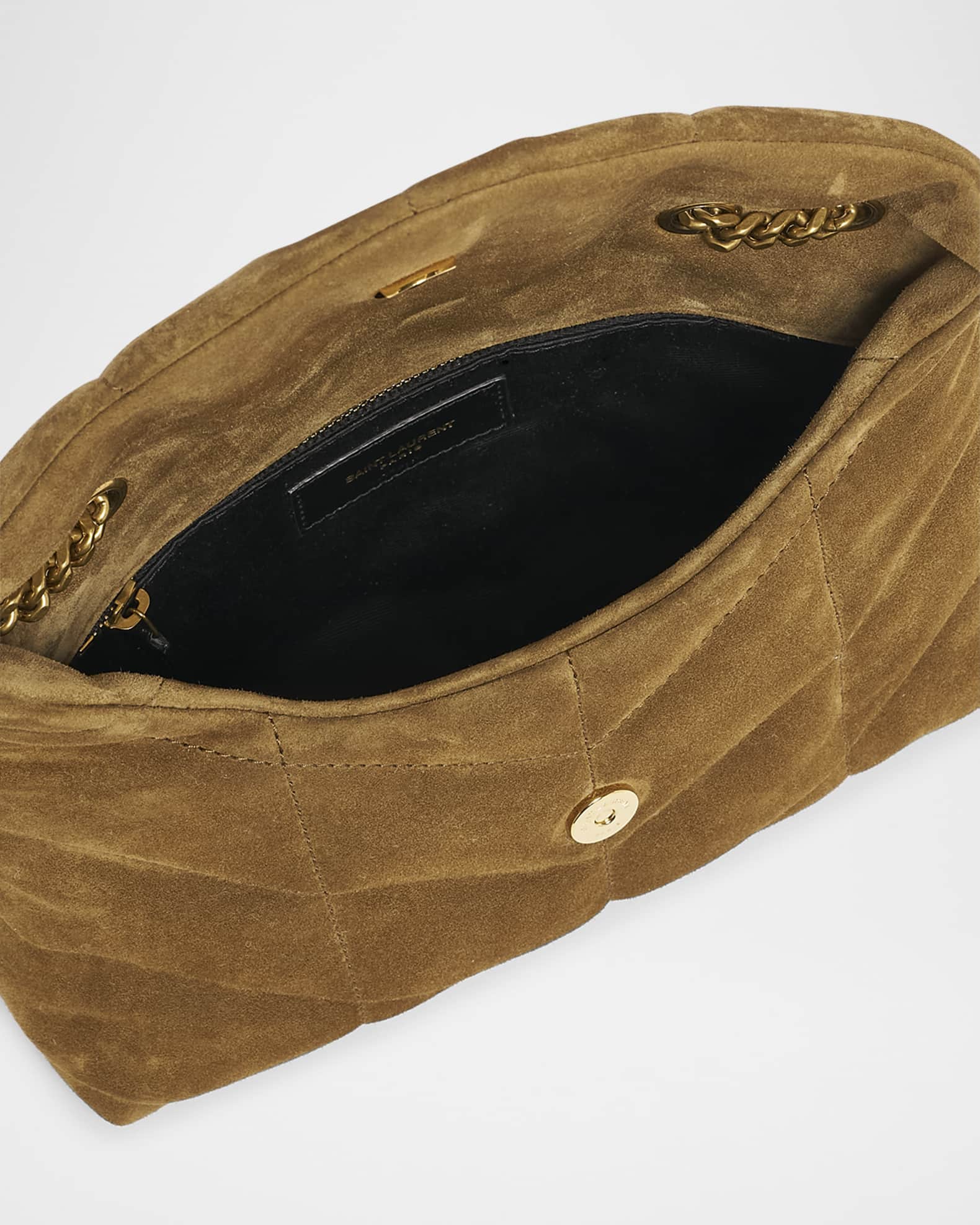 【関税&送料込】Saint Laurent Biscuit Suede Puffer Toy Cross Saint Laurent Lou Puffer Toy YSL Crossbody Bag in Quilted