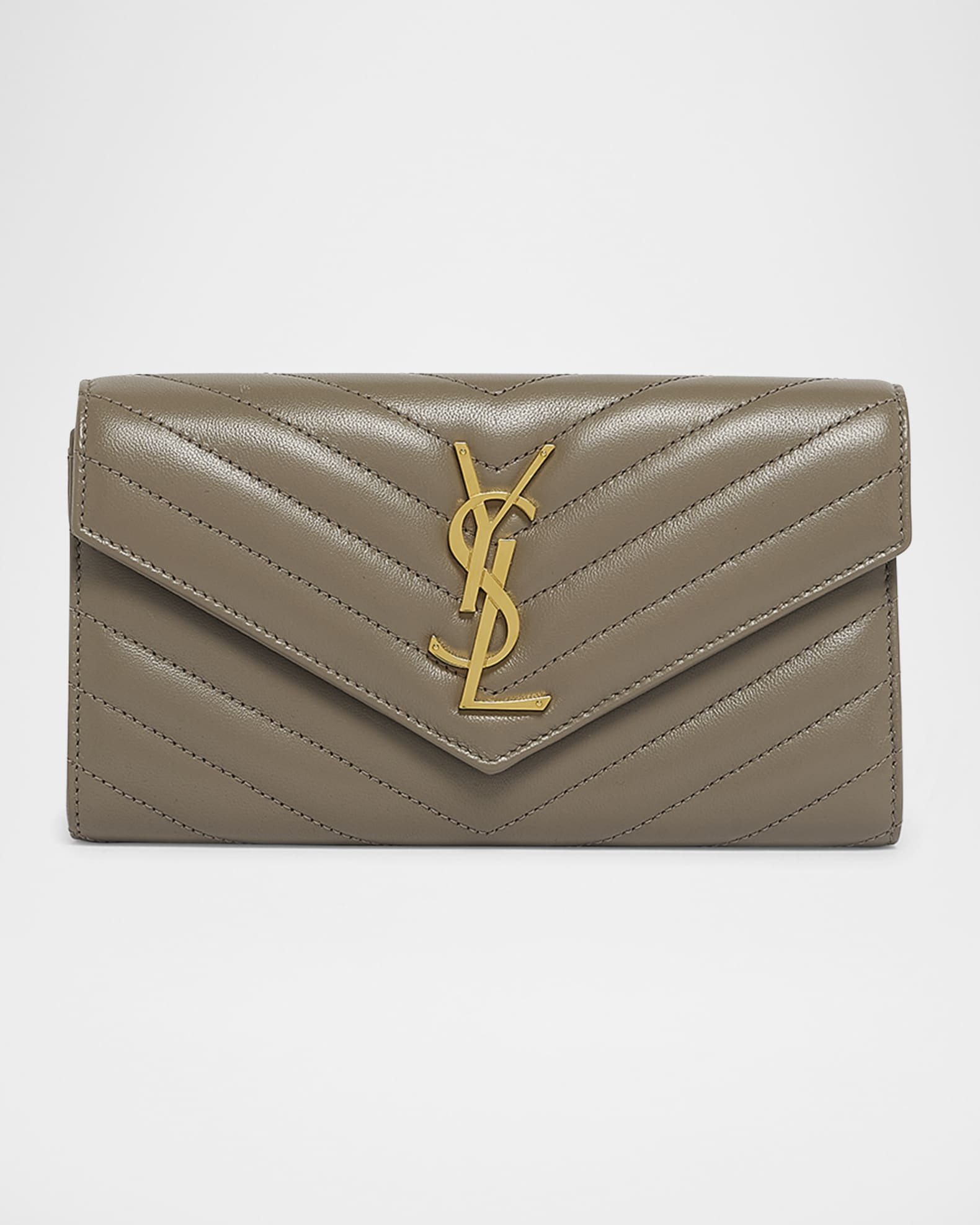 Saint Laurent YSL Monogram Large Envelope Flap Wallet in Smooth Leather
