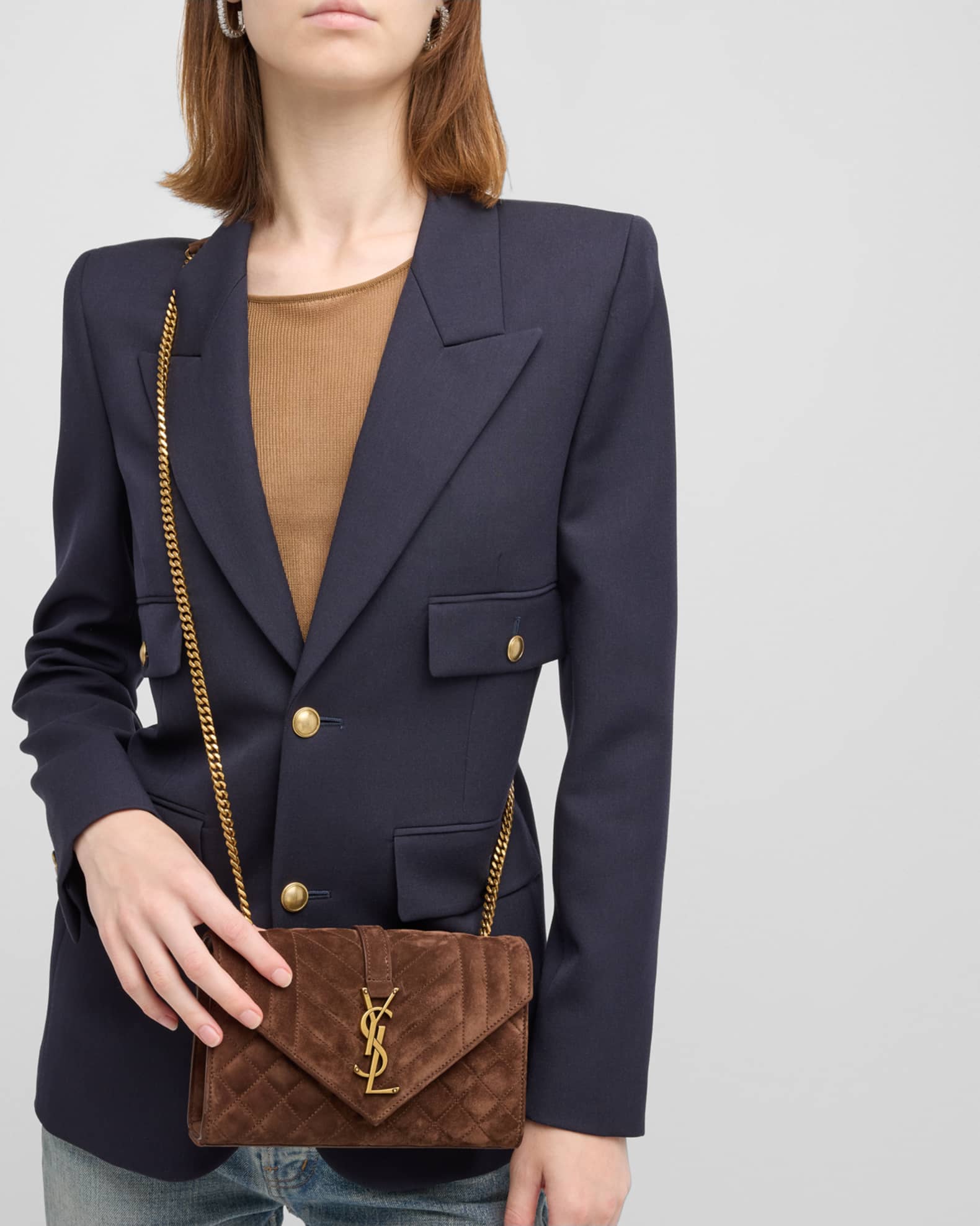 Saint Laurent Envelope Triquilt Small YSL Shoulder Bag in