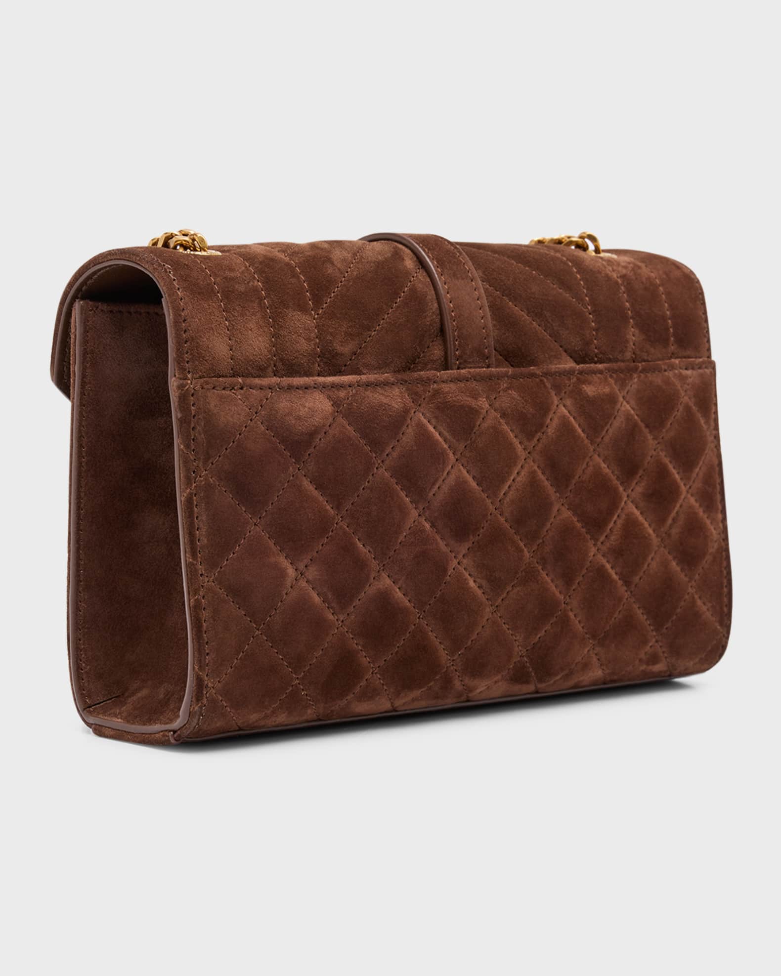 Saint Laurent Envelope Triquilt Small YSL Shoulder Bag in Suede Neiman Marcus