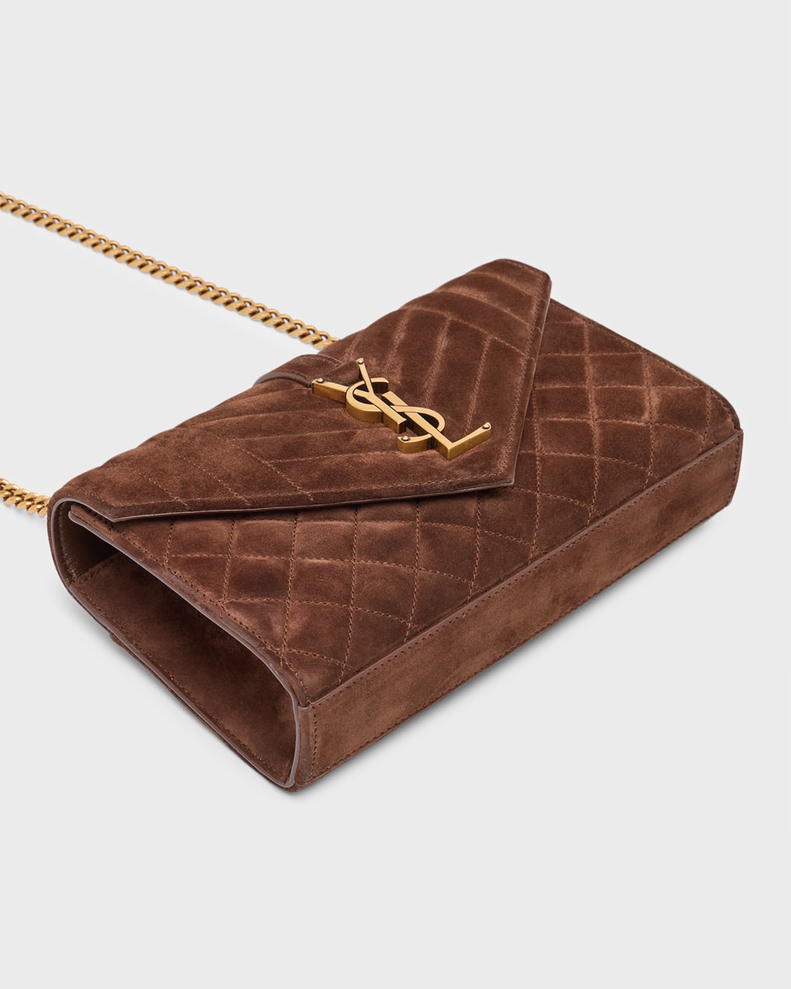 Envelope Triquilt Small YSL Shoulder Bag in Suede 1