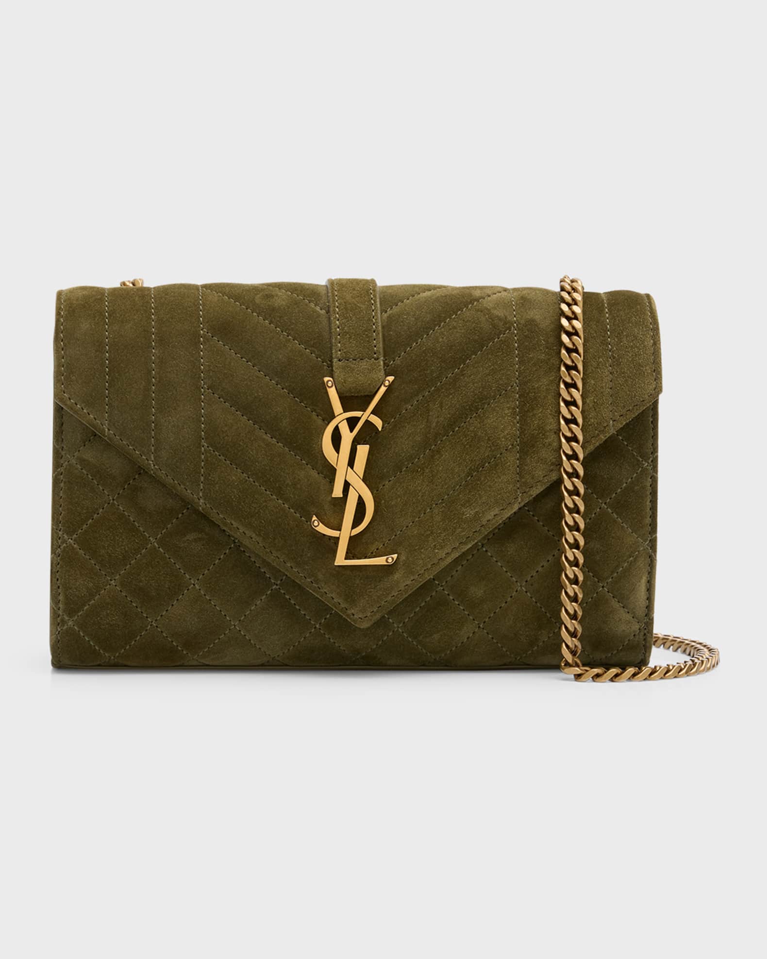 Envelope Triquilt Small YSL Shoulder Bag in Suede 0