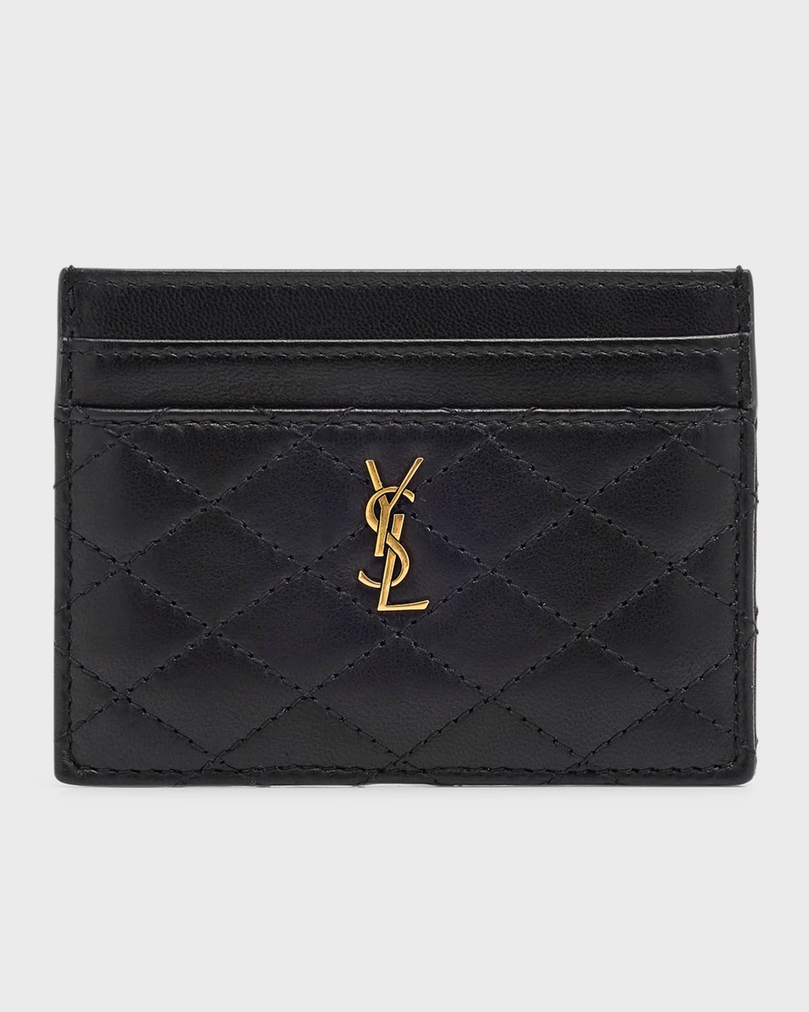Saint Laurent Gaby YSL Card Case in Quilted Leather