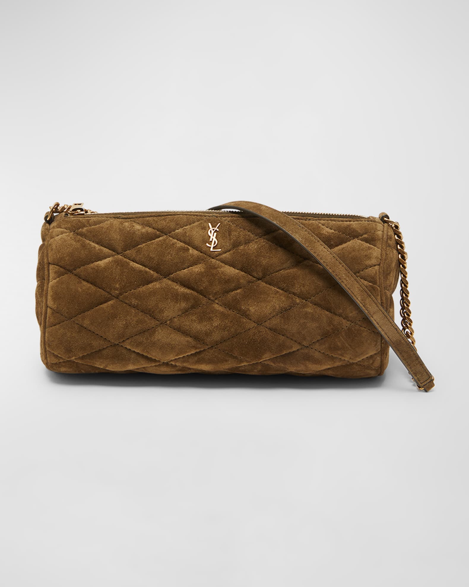 Saint Laurent Sade Small YSL Tube Shoulder Bag in Quilted Suede Neiman Marcus