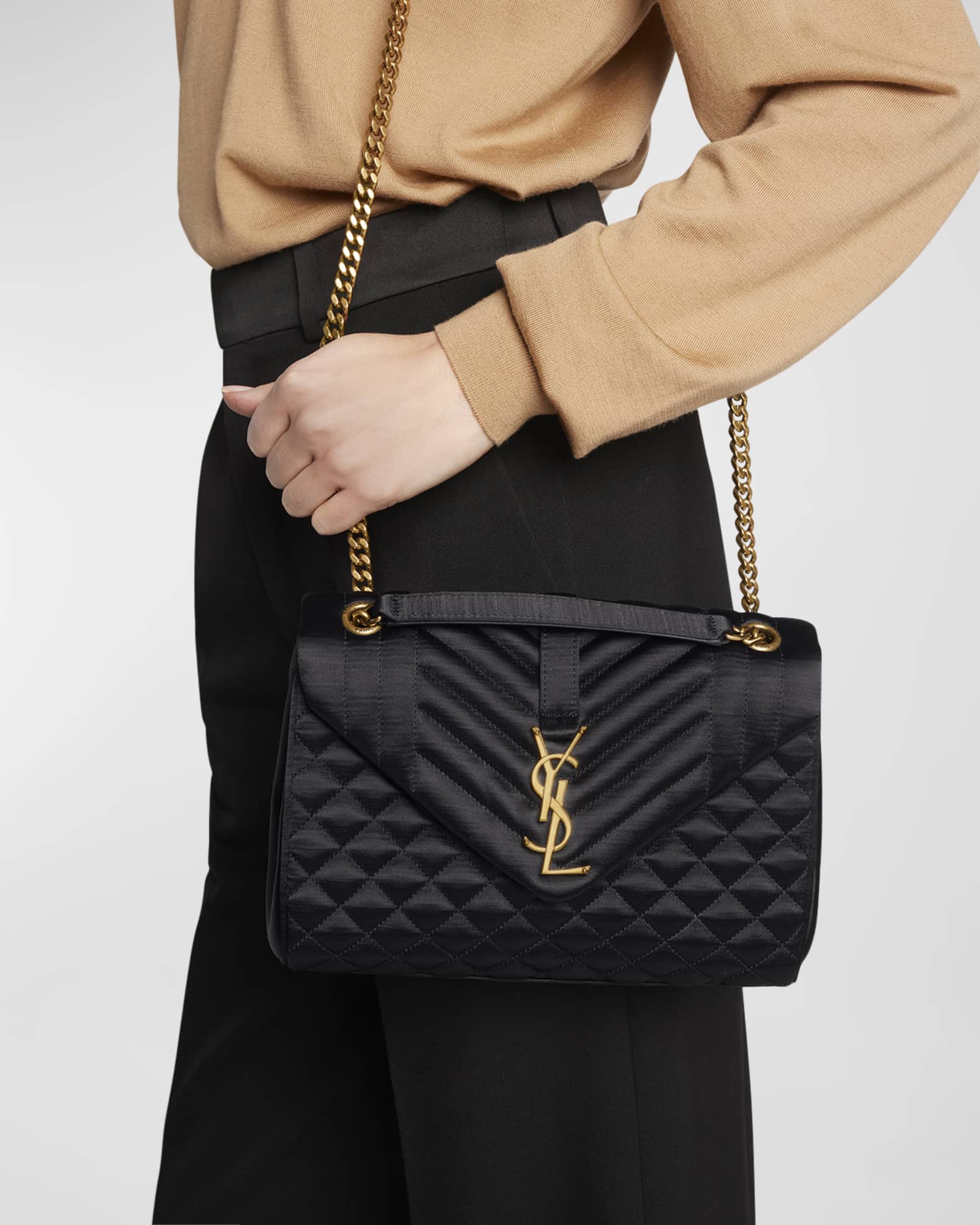Saint Laurent Medium YSL Envelope Chain Shoulder Bag | Neiman Marcus