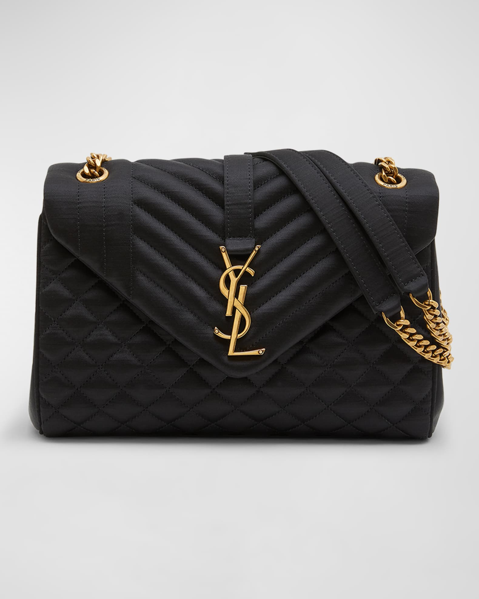 Saint Laurent Medium Cassandra Quilted Envelope Bag in Noir