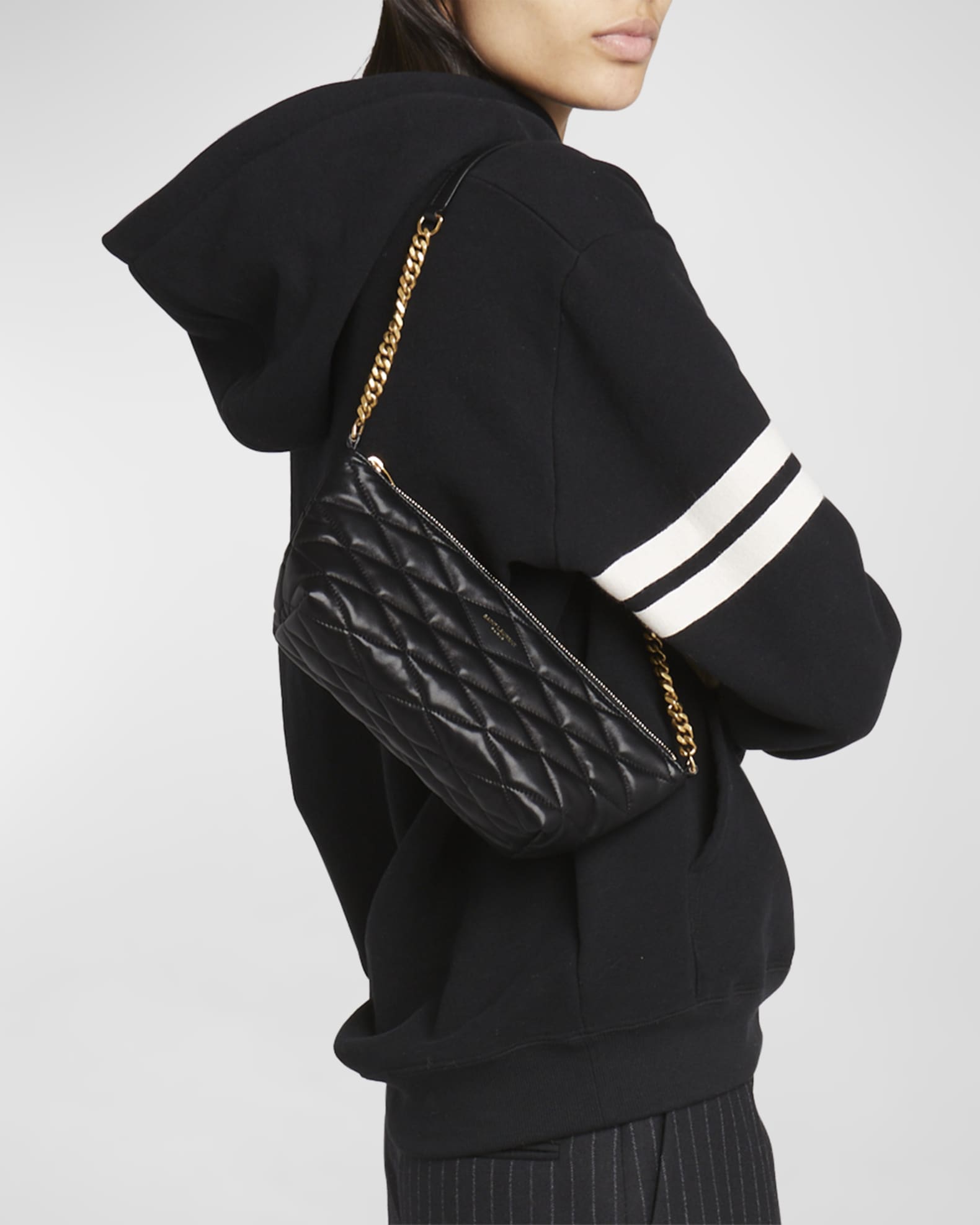 Saint Laurent Ziptop Mini Shoulder Bag in Quilted Smooth Leather Neiman Marcus
