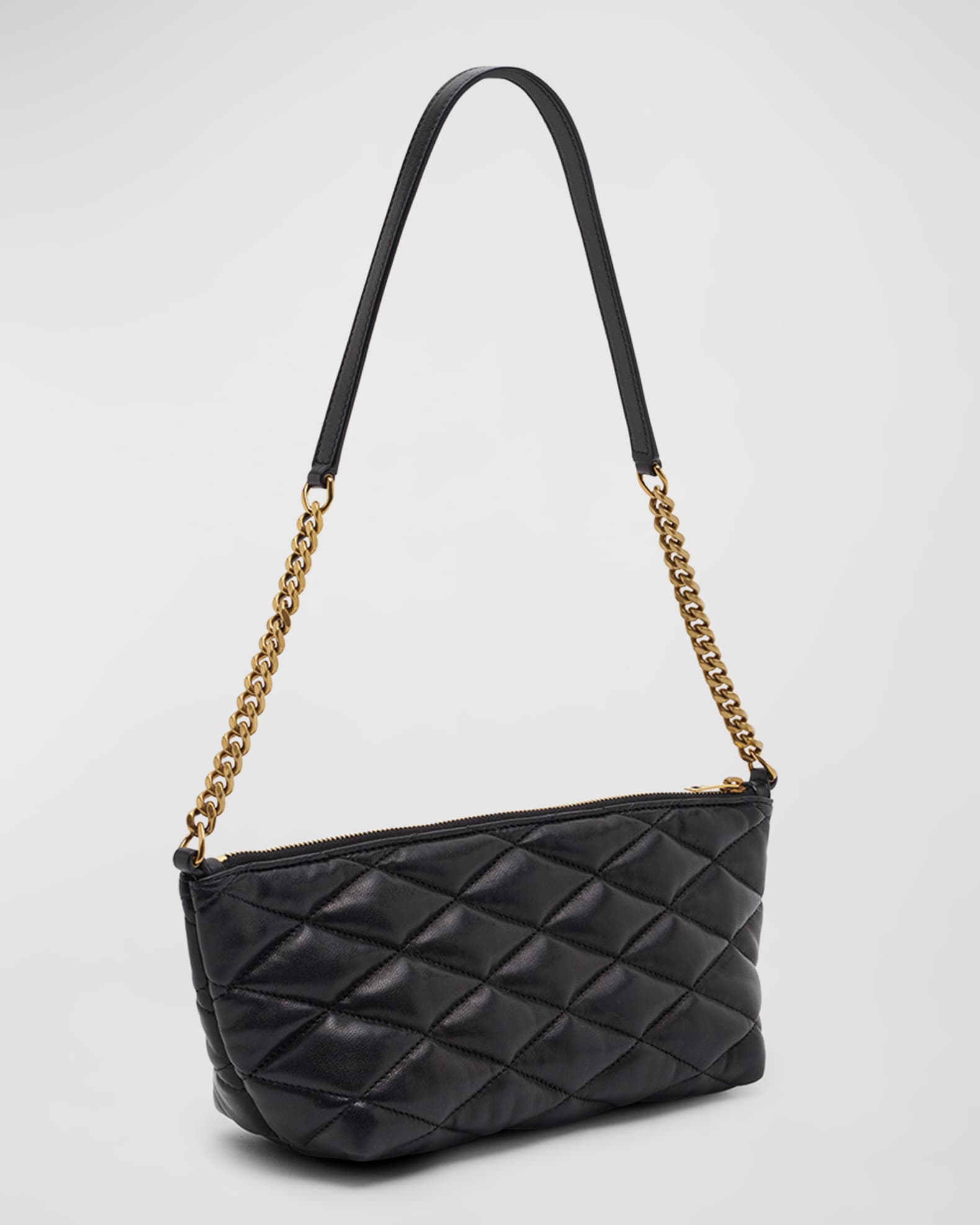 Ziptop Mini Shoulder Bag in Quilted Smooth Leather