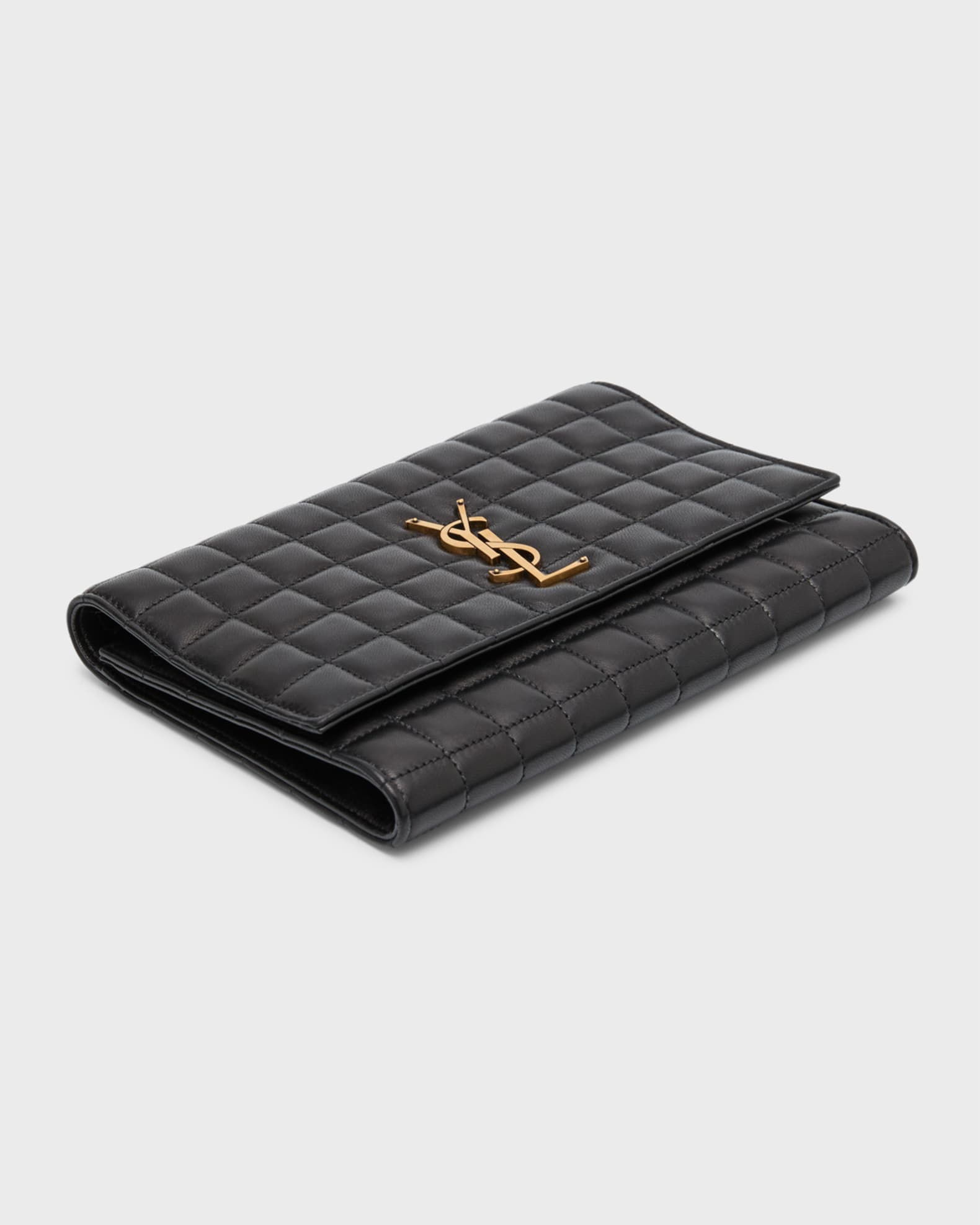 YSL Monogram Flap Clutch Bag in Quilted Smooth Leather 1