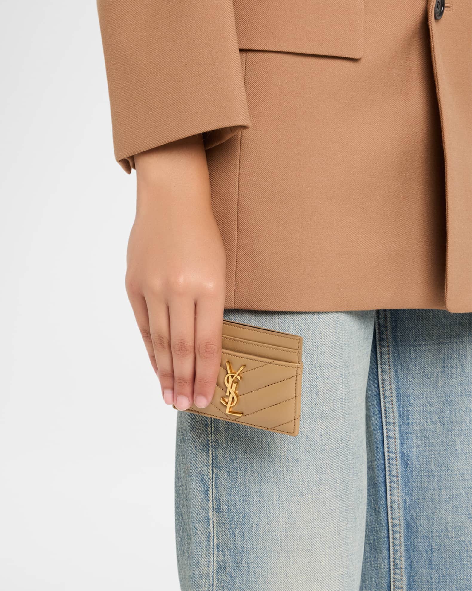 Saint Laurent Cassandre YSL Monogram Card Case in Quilted Smooth