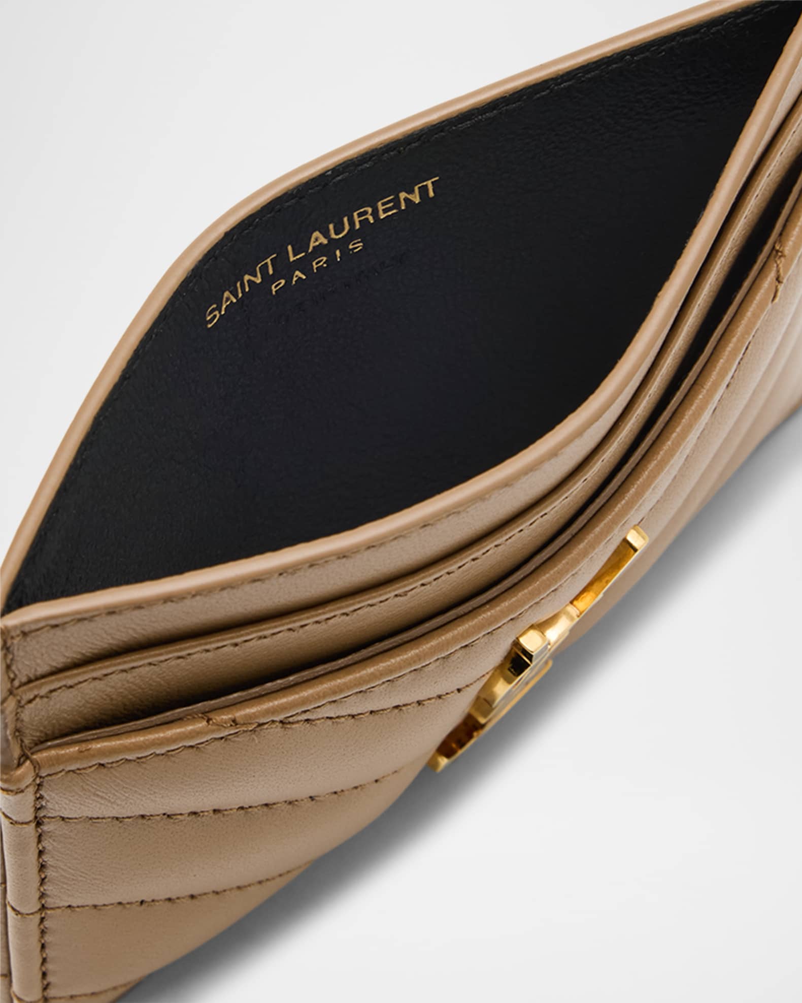 Saint Laurent Cassandre YSL Monogram Card Case in Quilted Smooth
