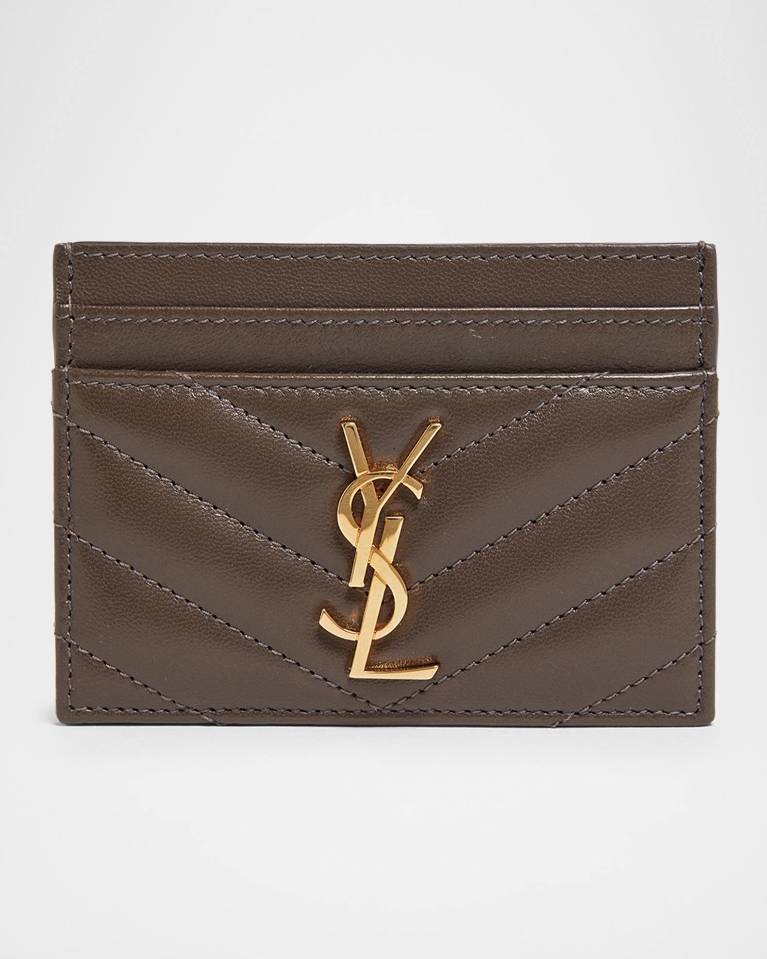 Saint Laurent Cassandre YSL Monogram Card Case in Quilted Smooth ...