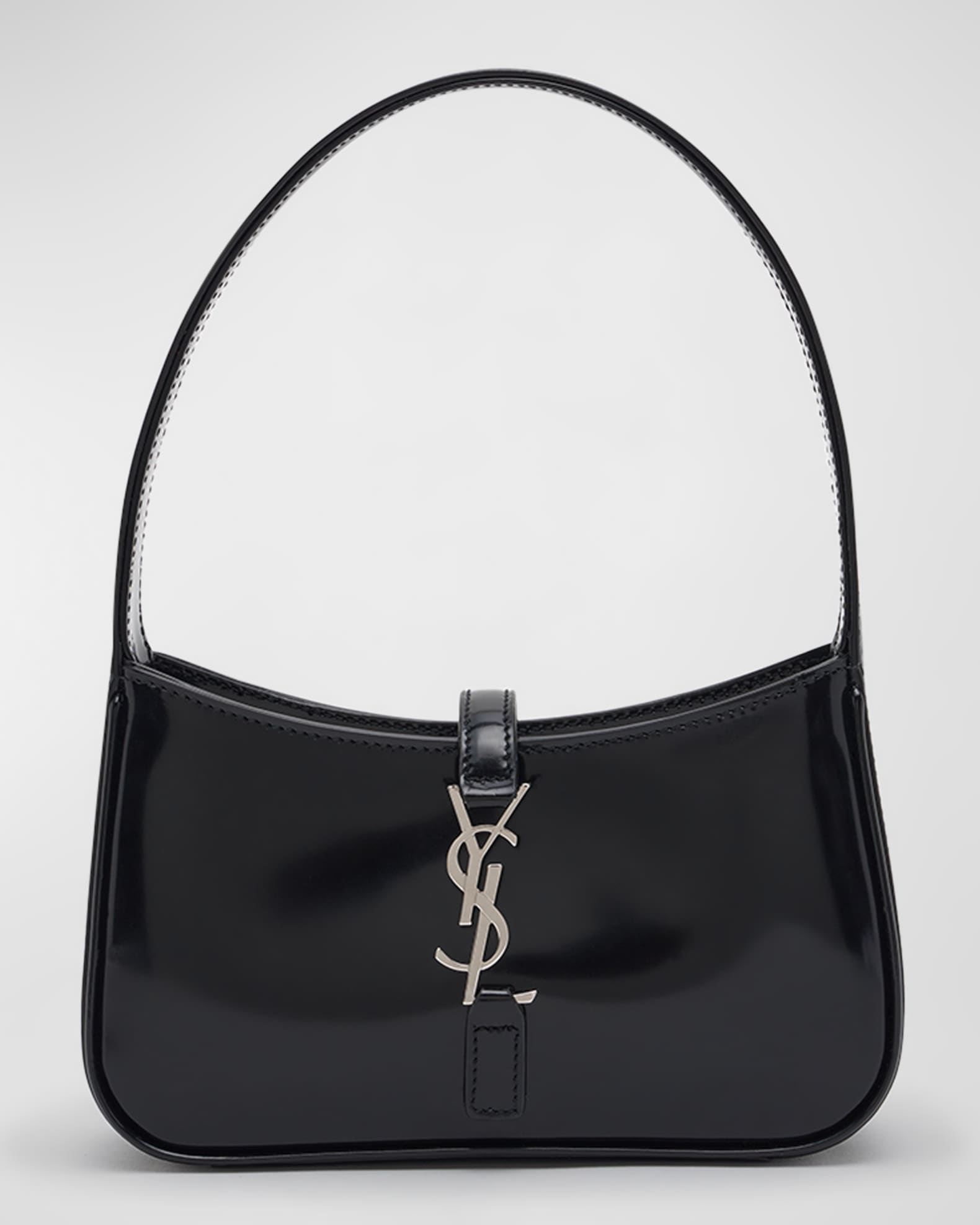 Le 5 A 7 Patent Leather Shoulder Bag in Black - Saint Laurent