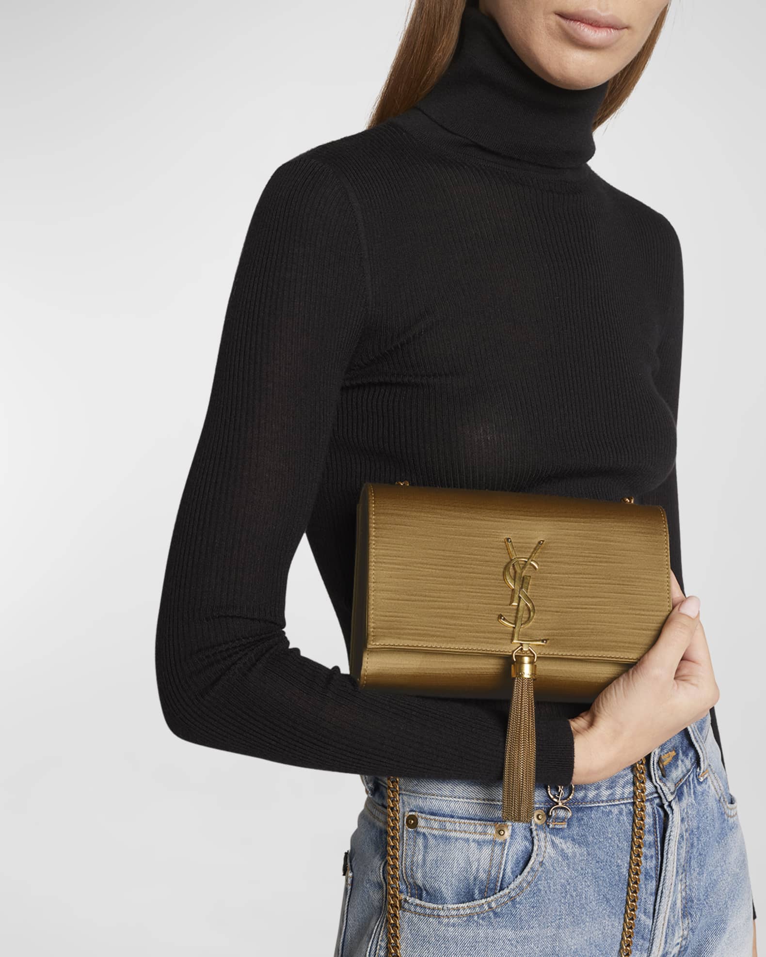 Saint Laurent Kate Small Tassel YSL Crossbody Bag in Satin Neiman Marcus