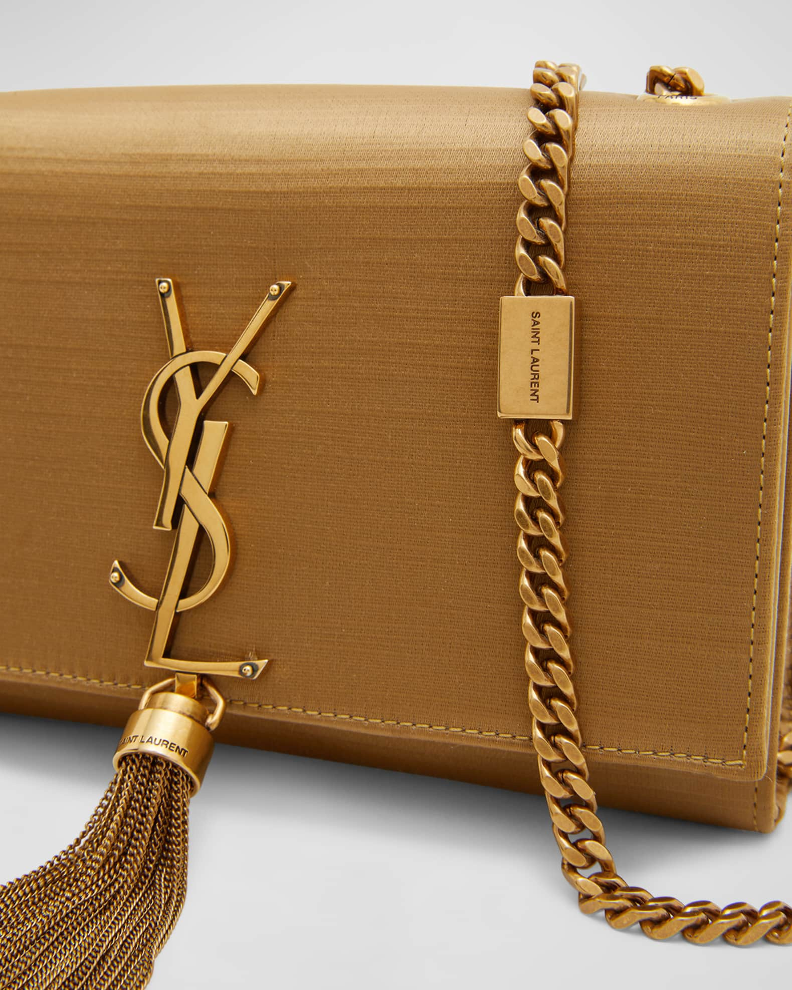 Saint Laurent Kate Small Tassel Chain Shoulder Bag In Brown