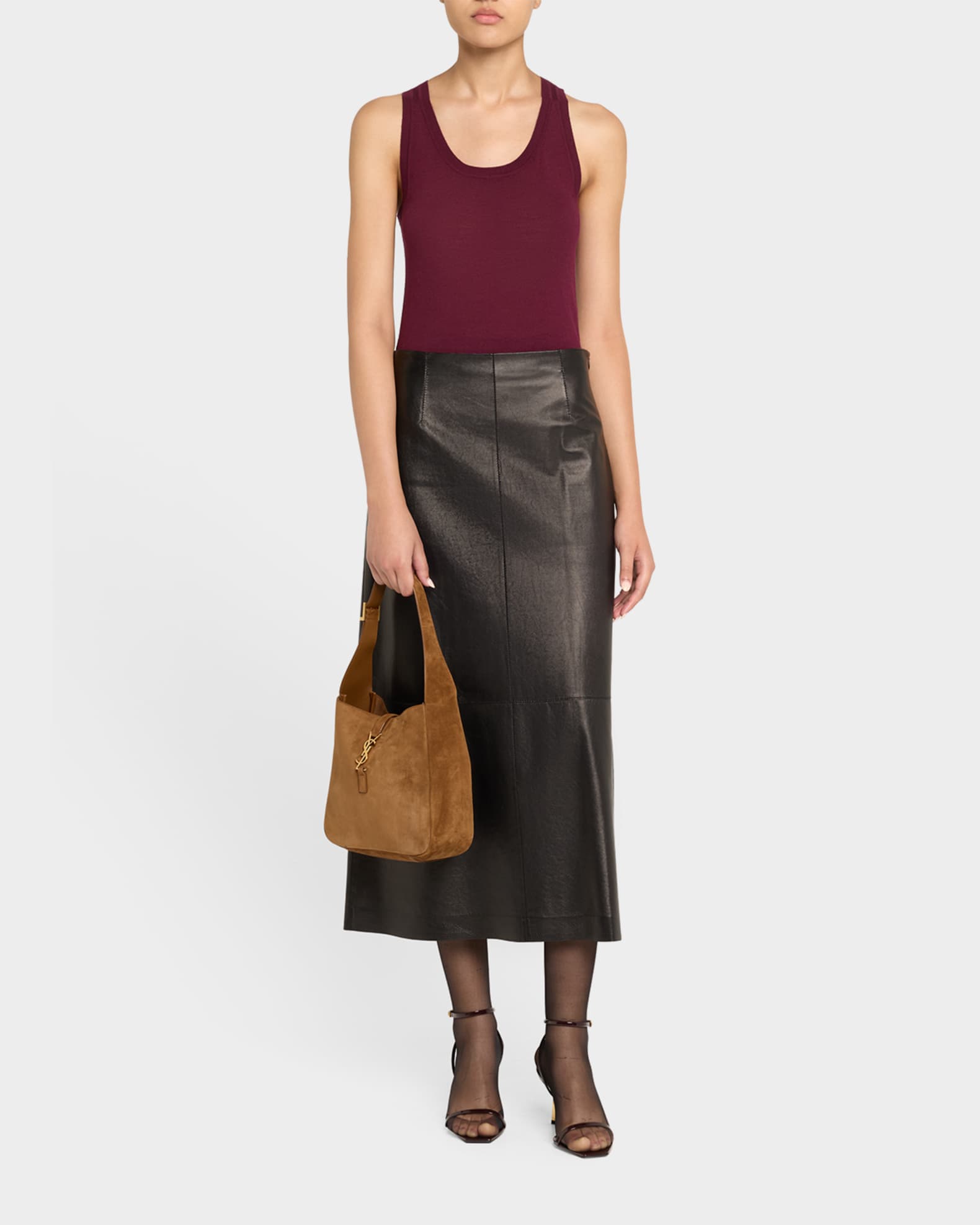 Saint Laurent Le 5 A 7 Small Suede Hobo Shoulder Bag