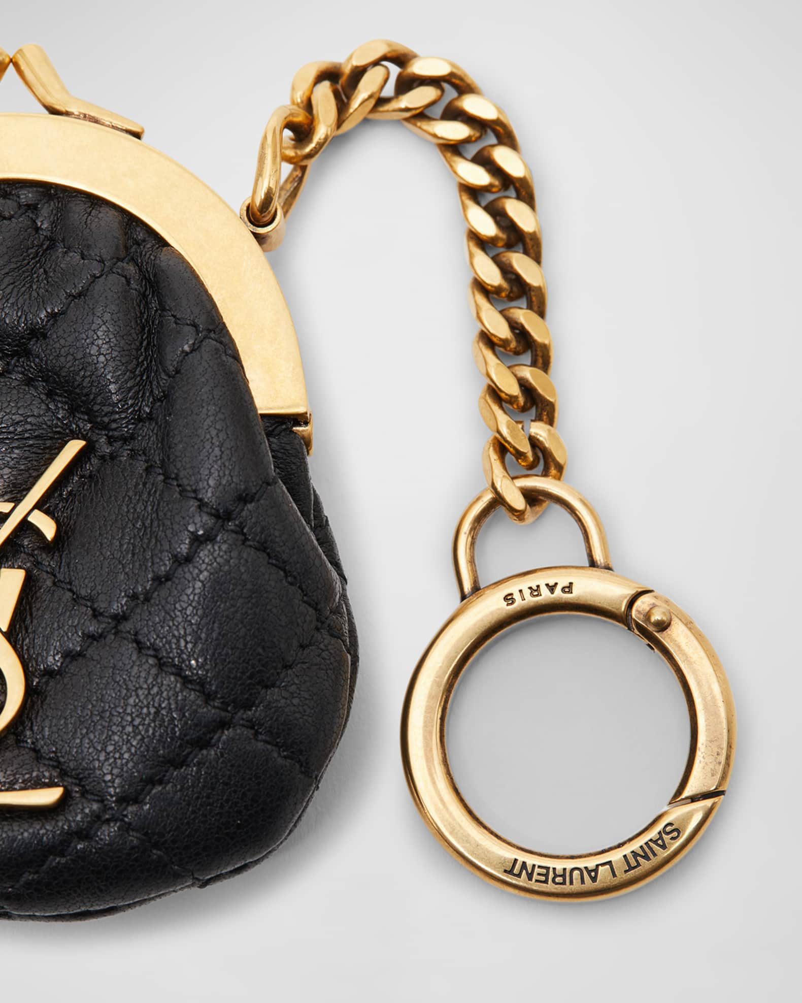 Saint Laurent Mini YSL Coin Keyring Bag in Quilted Leather Neiman Marcus