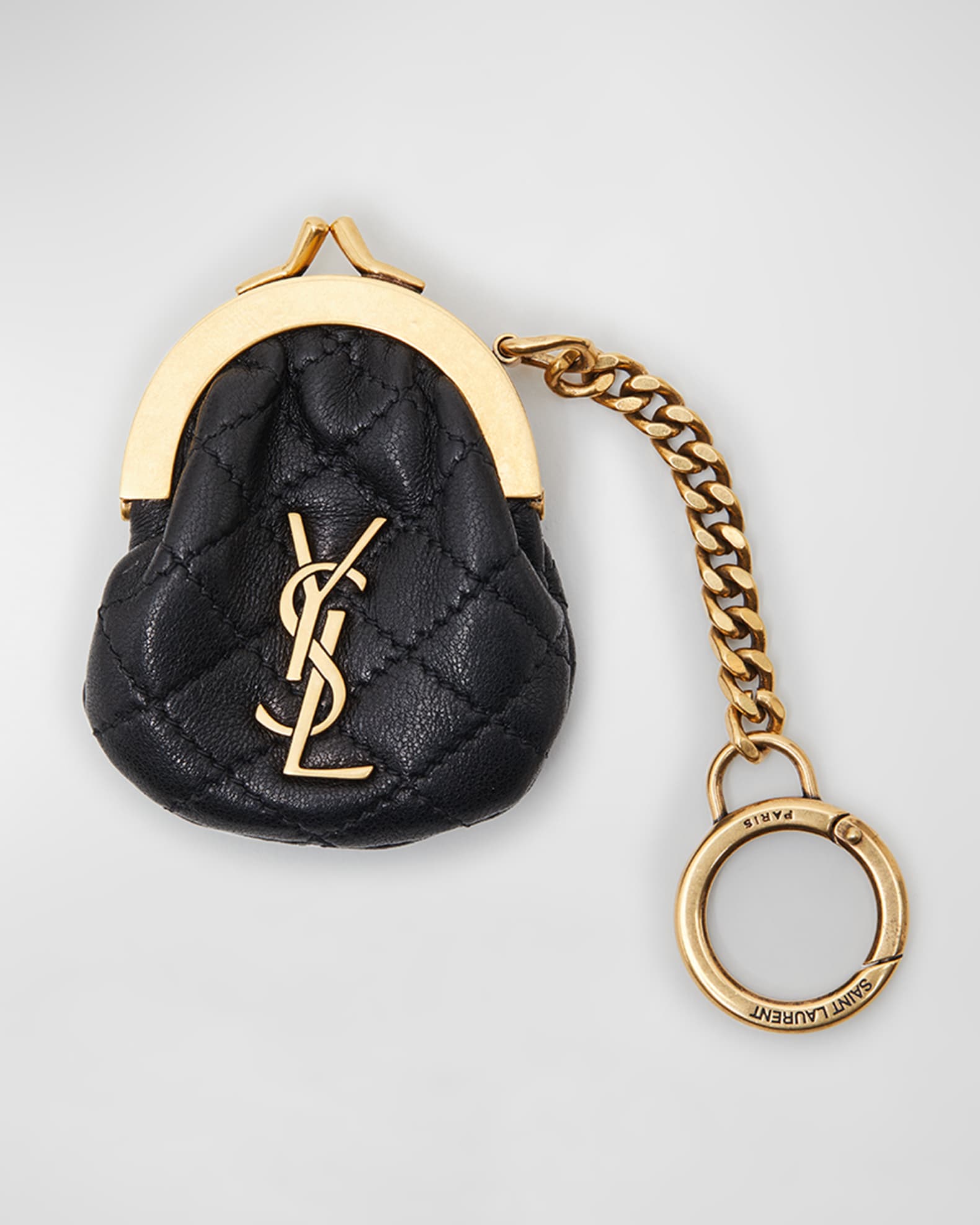 Saint Laurent Gaby Leather Coin Pouch Key Ring