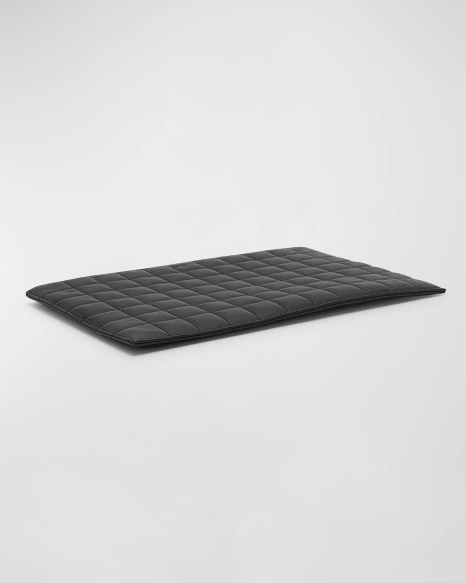 YSL Monogram Tablet Ziptop Pouch in Quilted Smooth Leather 1