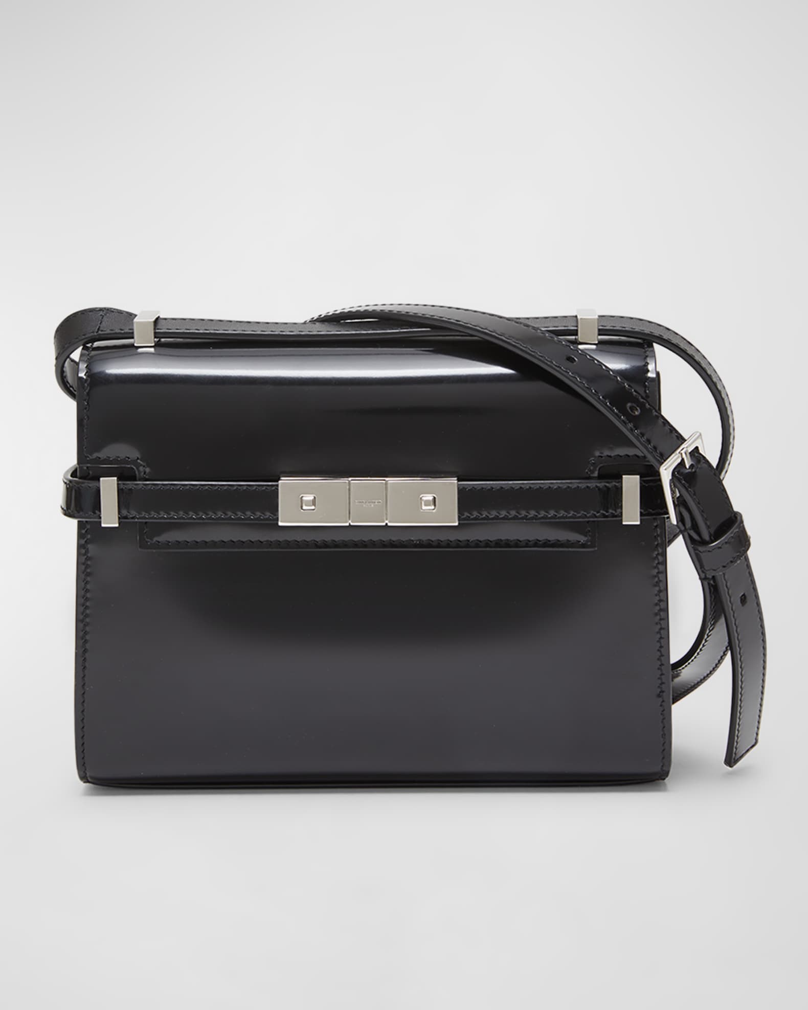 Manhattan Mini Leather Shoulder Bag in Black - Saint Laurent