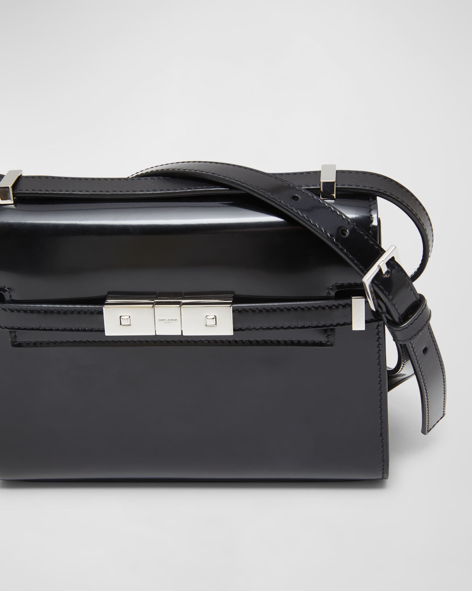 Manhattan Mini Leather Shoulder Bag in Black - Saint Laurent