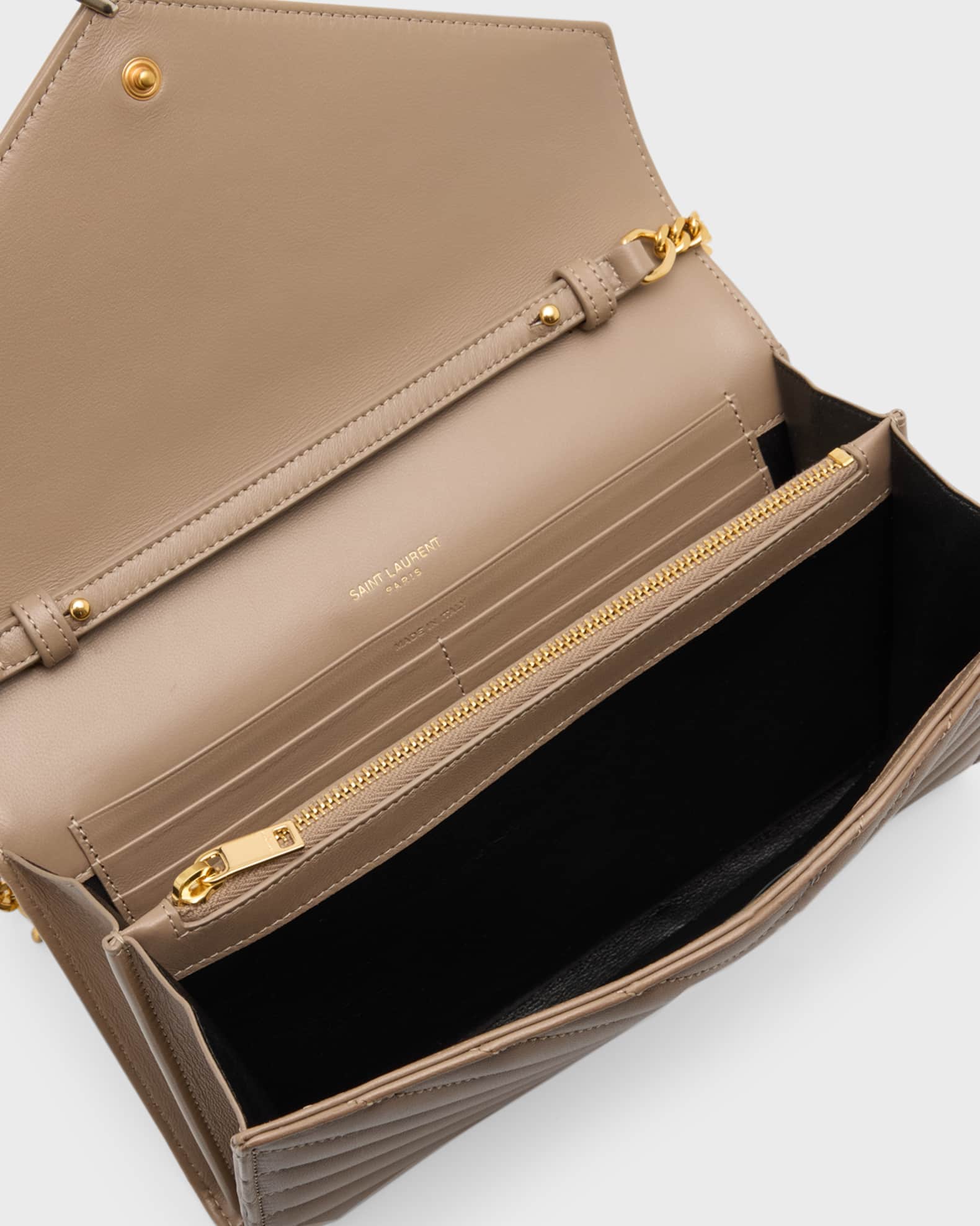 YSL Monogram Large Wallet on Chain in Smooth Leather