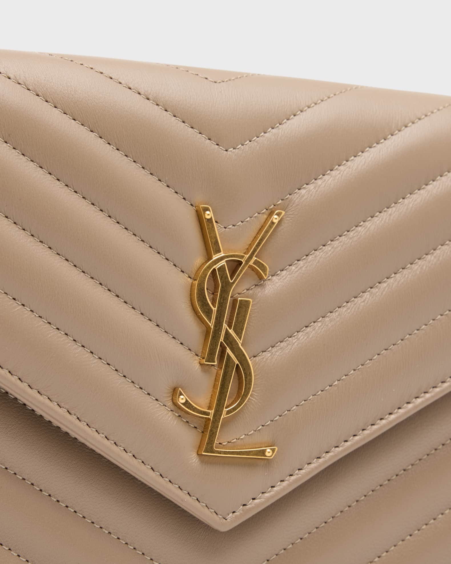 YSL Monogram Large Wallet on Chain in Smooth Leather