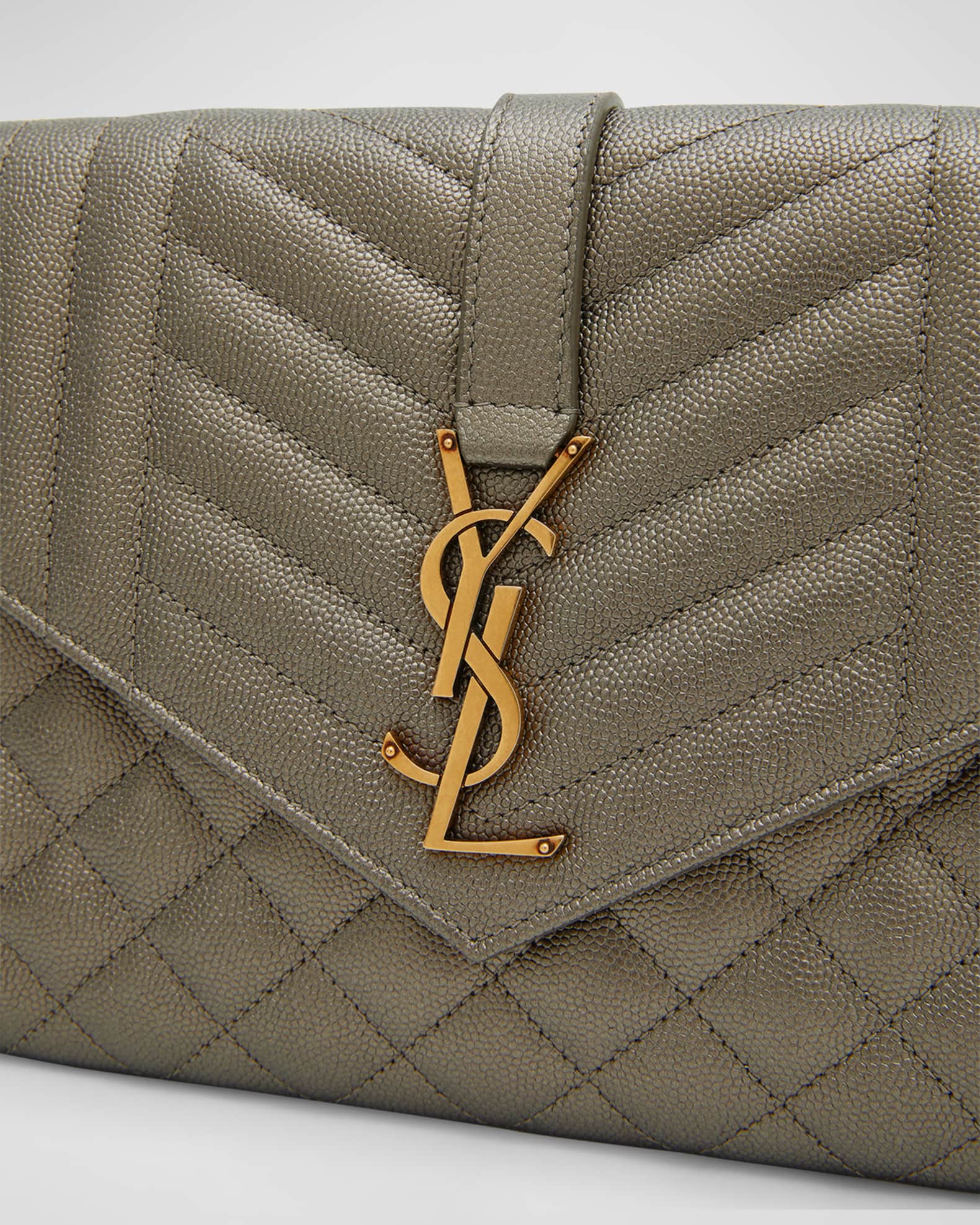 Saint Laurent Monogram Quilted Clutch Bag - Brown