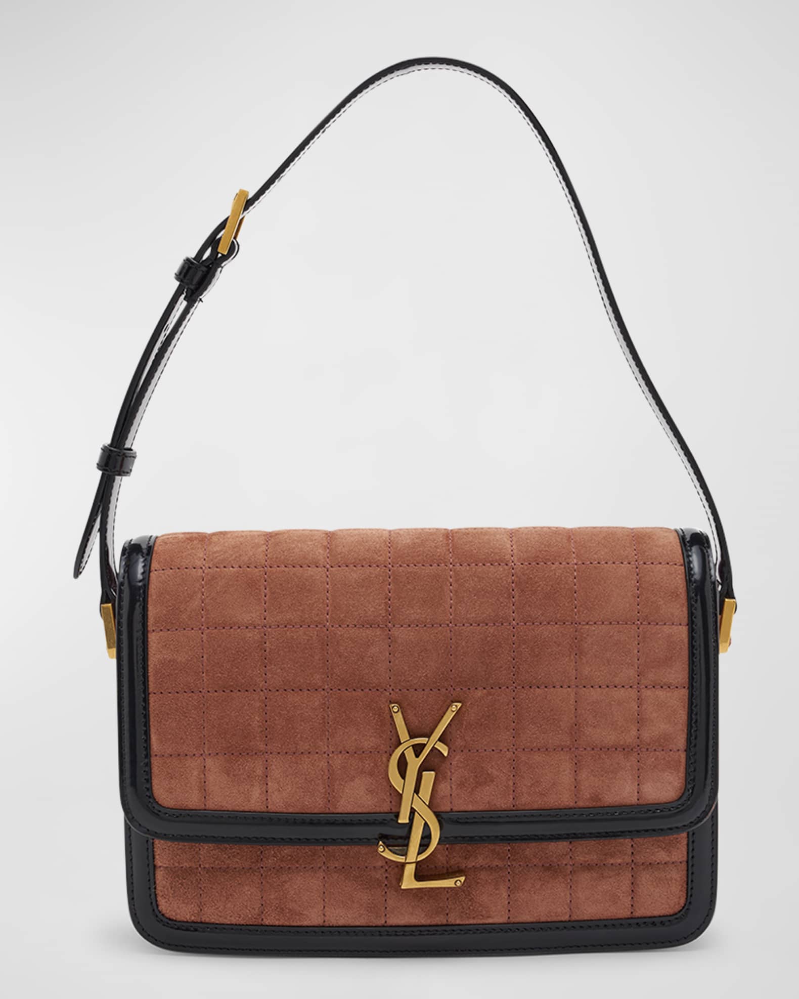 Saint Laurent Solferino Medium YSL Crossbody Bag in Quilted Suede And Spazzolato Leather Neiman Marcus