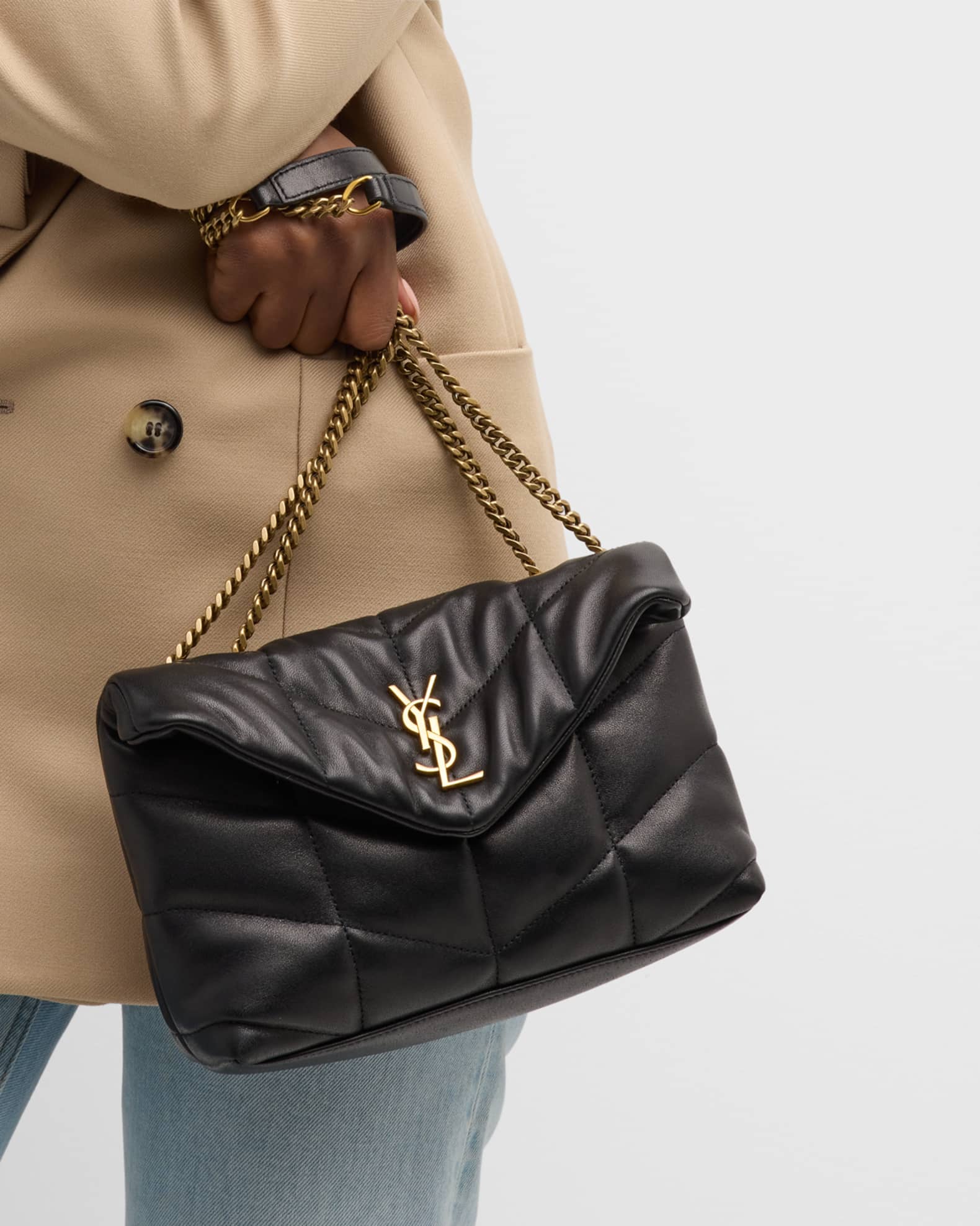 Saint Laurent Toy YSL Quilted Puffer Chain Shoulder Bag | Neiman Marcus