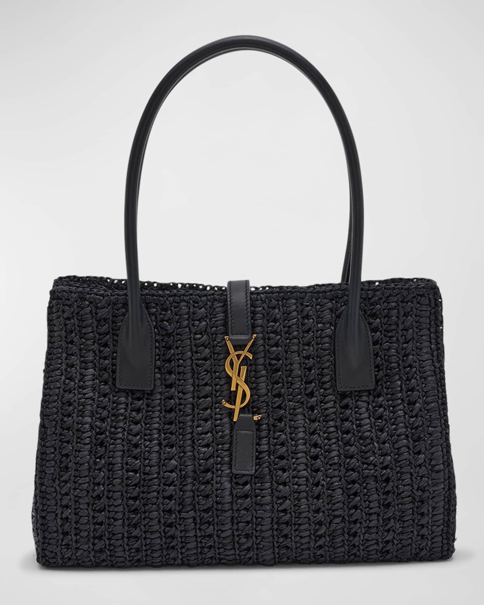 Yves Saint Laurent Raffia Downtown Straw Tote - Neutrals Totes