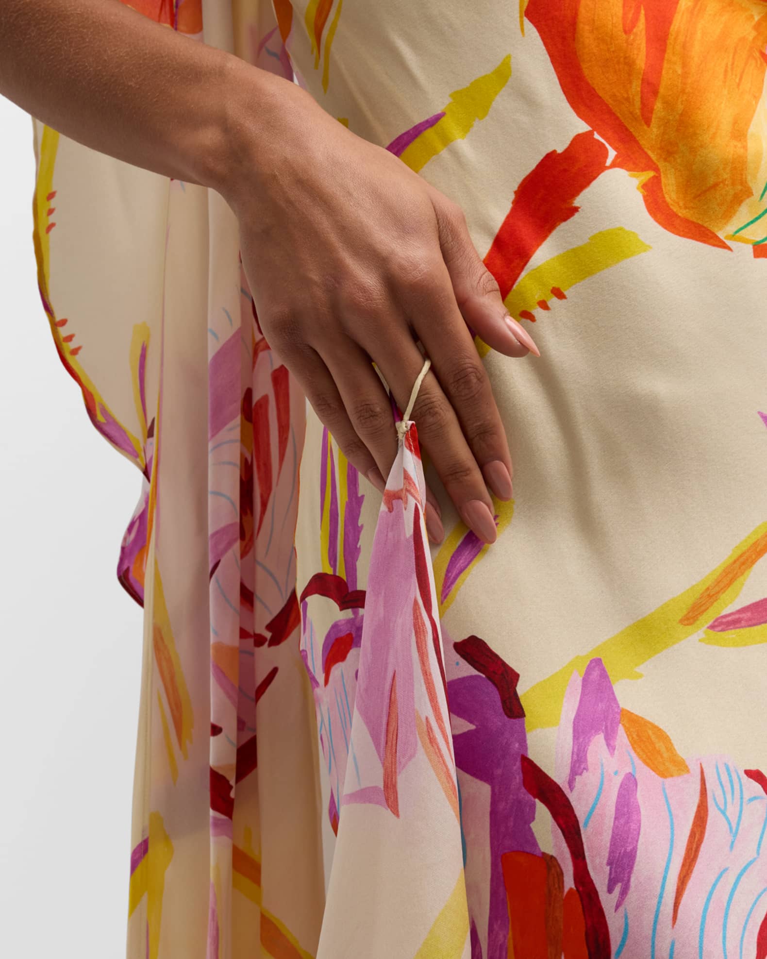 Cult Gaia Trysta Draped High-Low Floral-Print Maxi Dress | Neiman Marcus