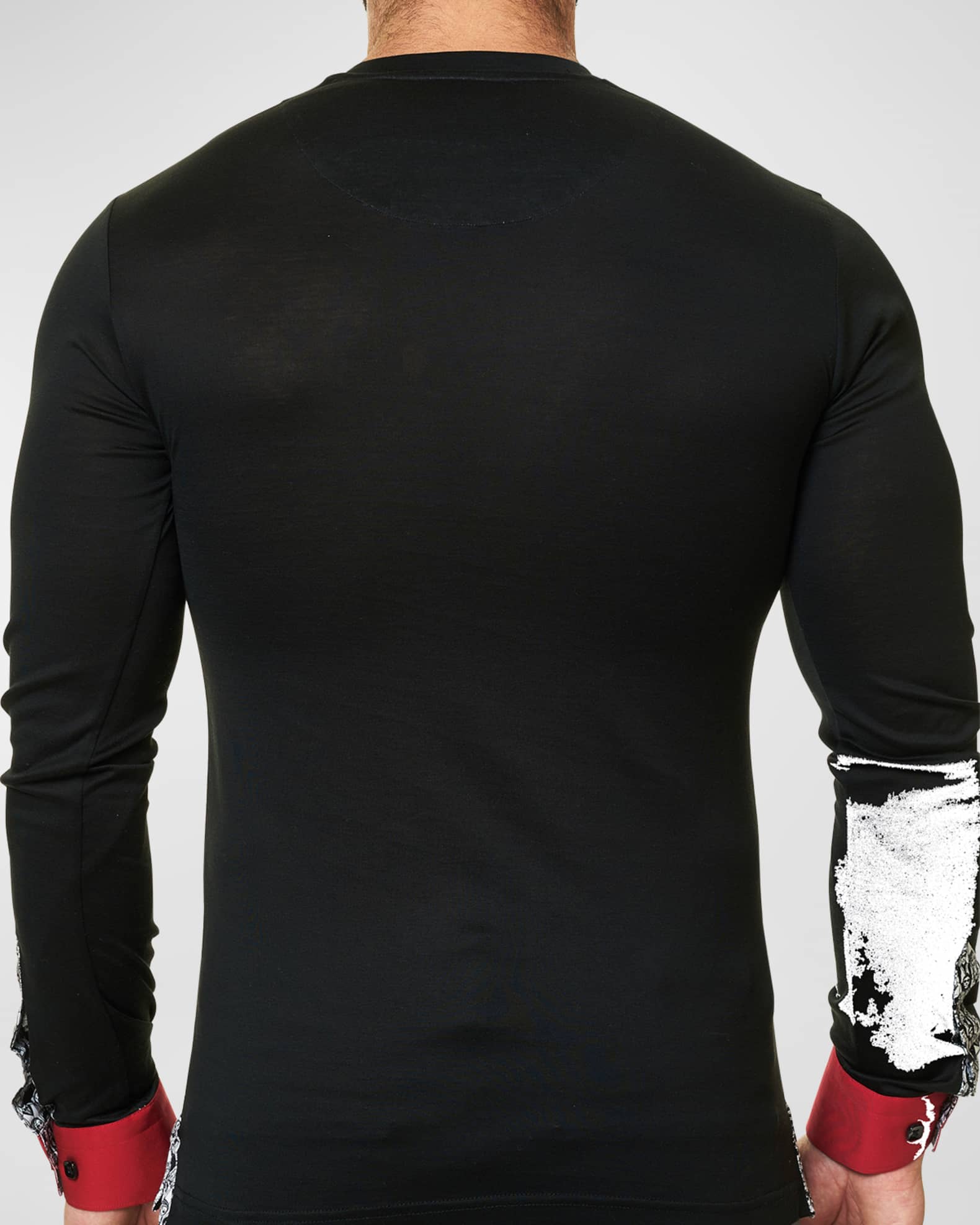 Men's V-Neck T-Shirt with Barrel Cuffs 1