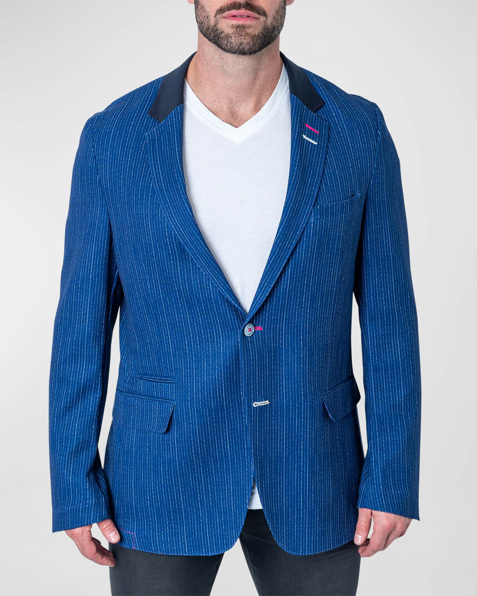 Maceoo Men s Unconstructed Striped Blazer Neiman Marcus