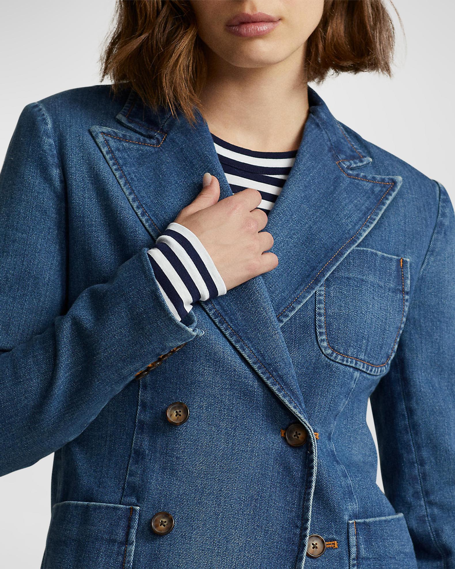 Polo Ralph Lauren Double-Breasted Denim Blazer | Neiman Marcus