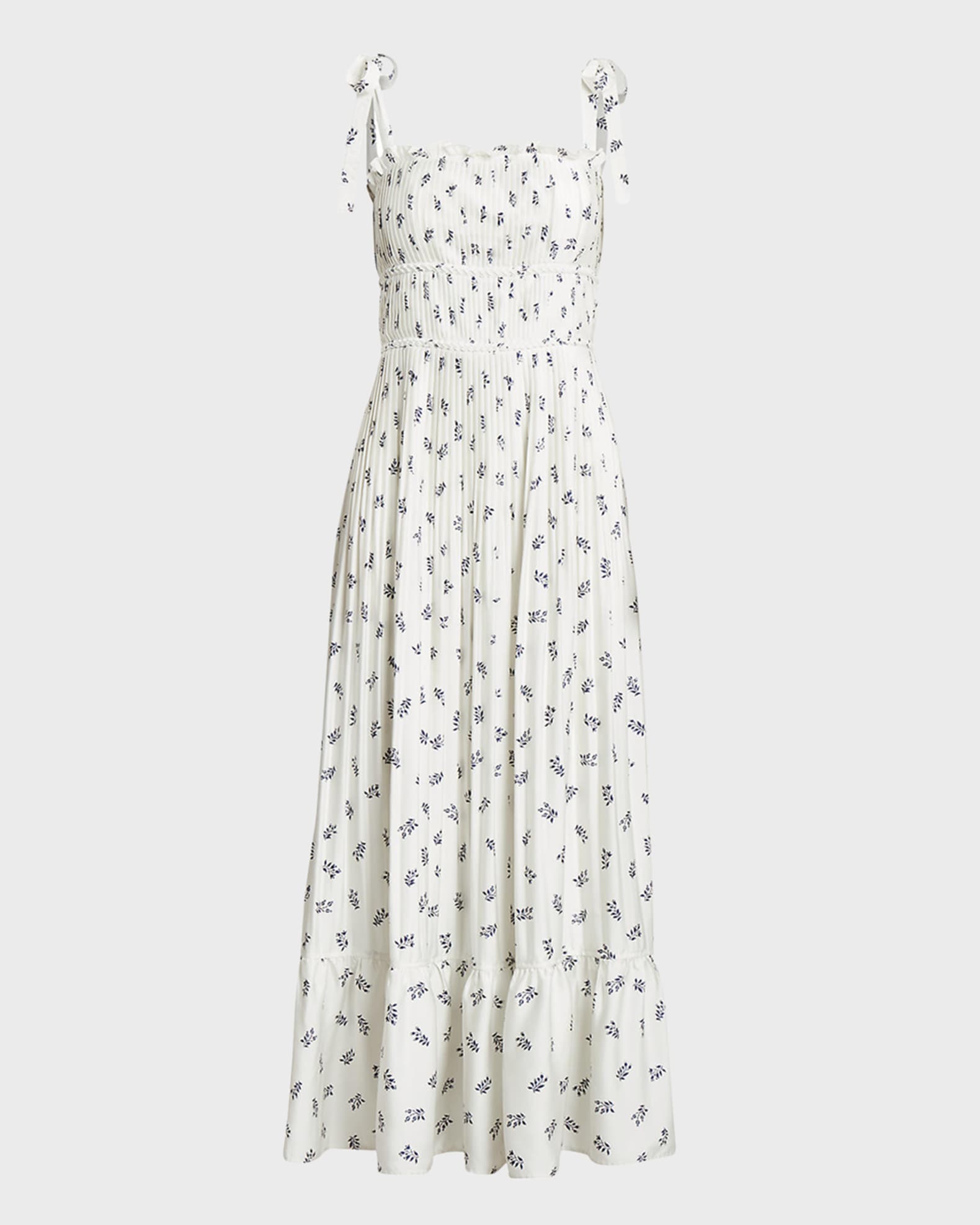 Polo Ralph Lauren Floral Pleated Satin Maxi Dress | Neiman Marcus