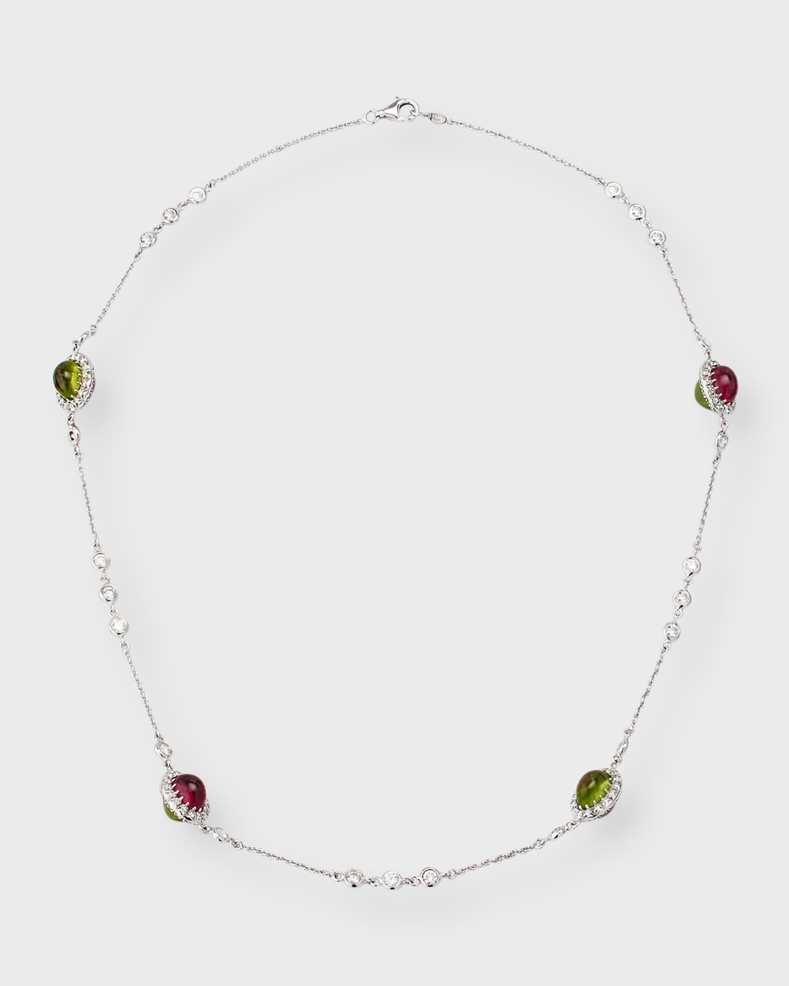 Estate 18K White Gold 151 Diamond By-The-Yard Necklace with Double Sided Stations 0