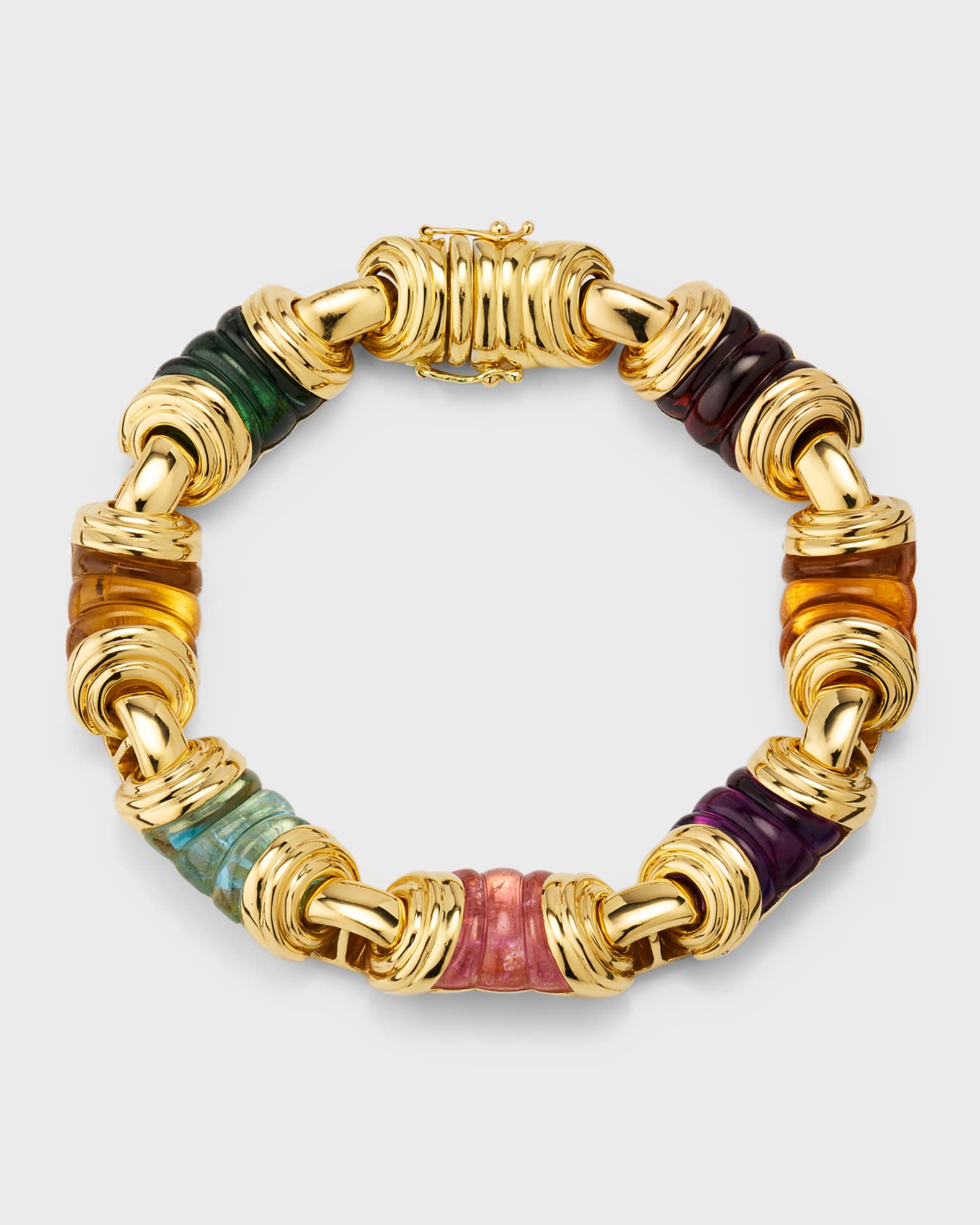 Estate 18K Yellow Gold Carved Stone Bracelet 0